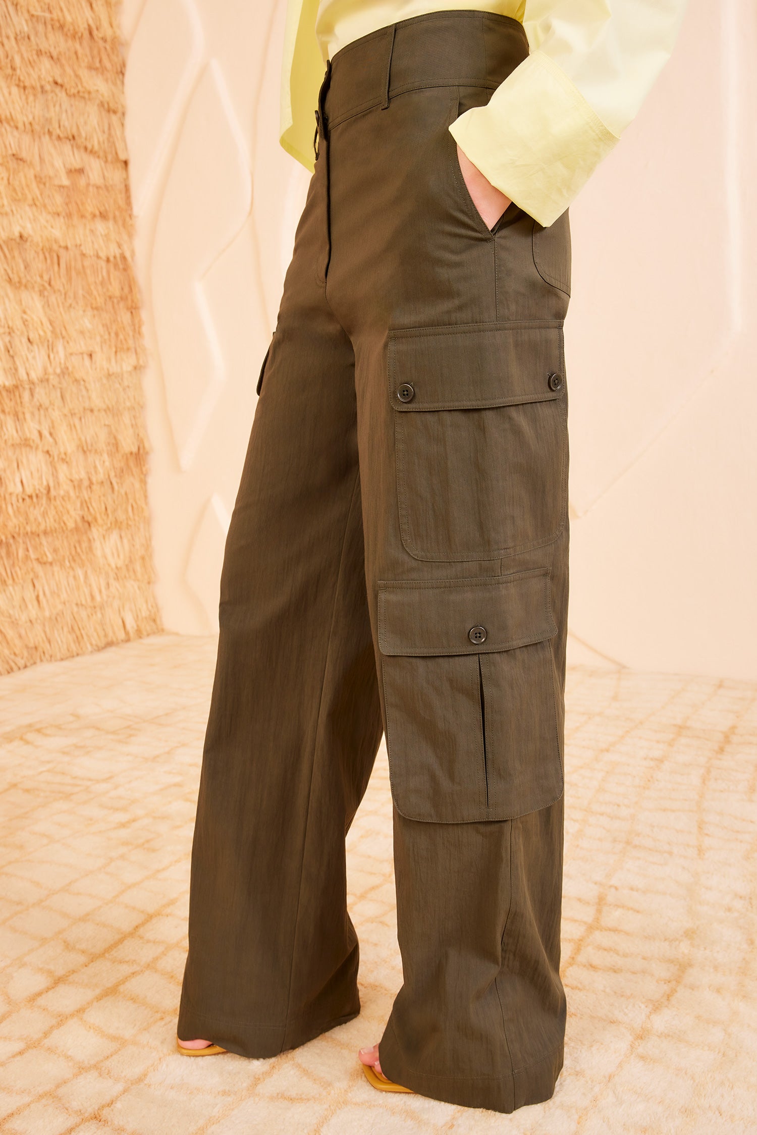 Clement Pant - Cypress Green Cargo Wide Leg Pant - Ulla Johnson