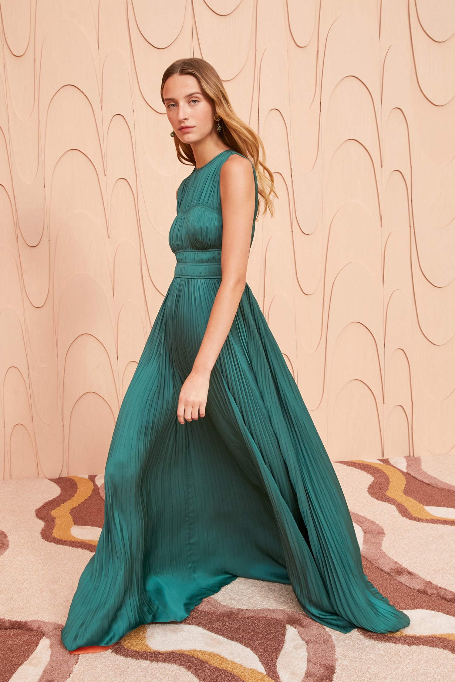 Emerald Green Strappy Back Sexy Slit Simple A-line Satin Dress