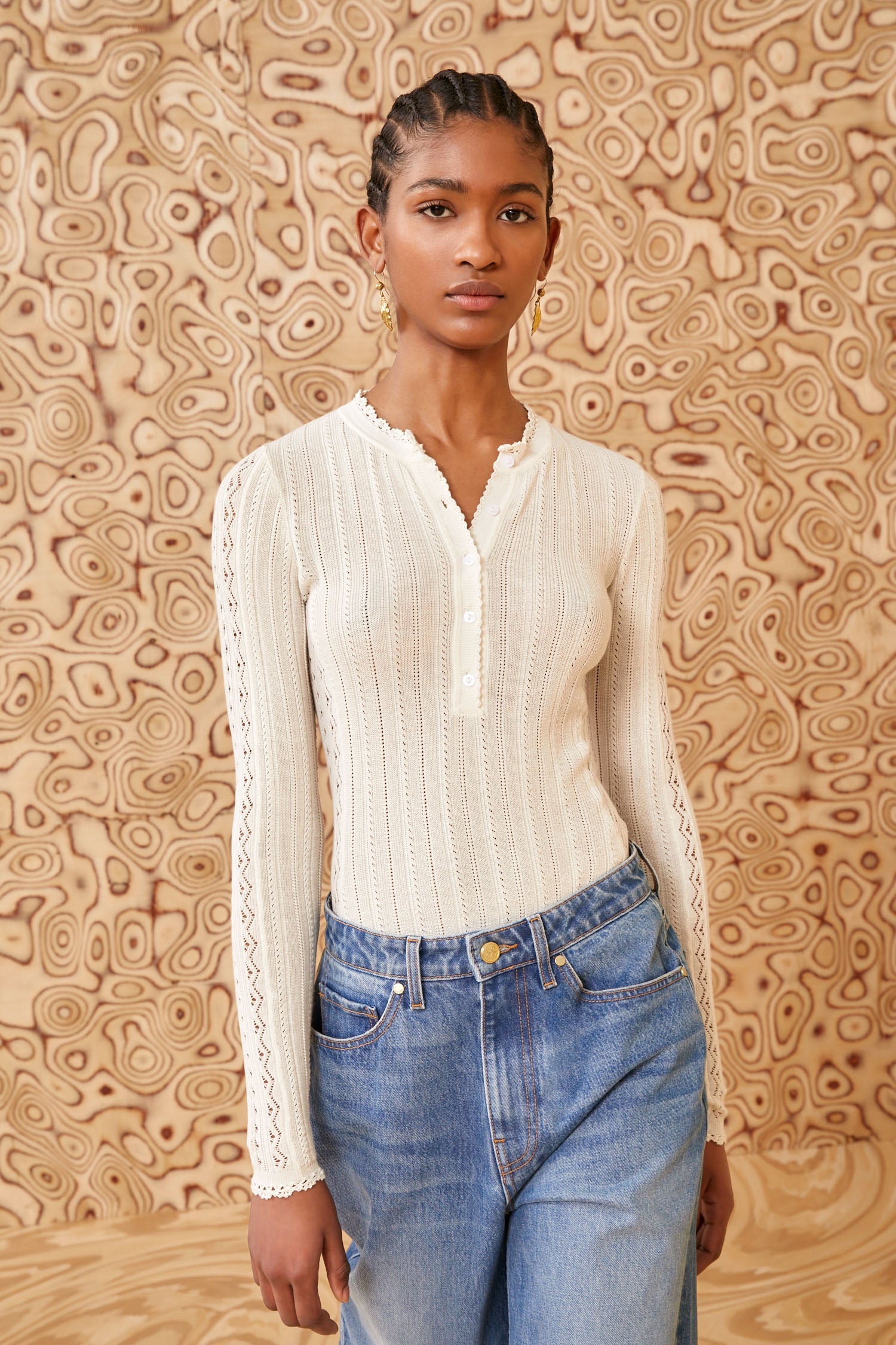 Delia Top - Alabaster White Long-Sleeve Knit Sweater - Ulla Johnson