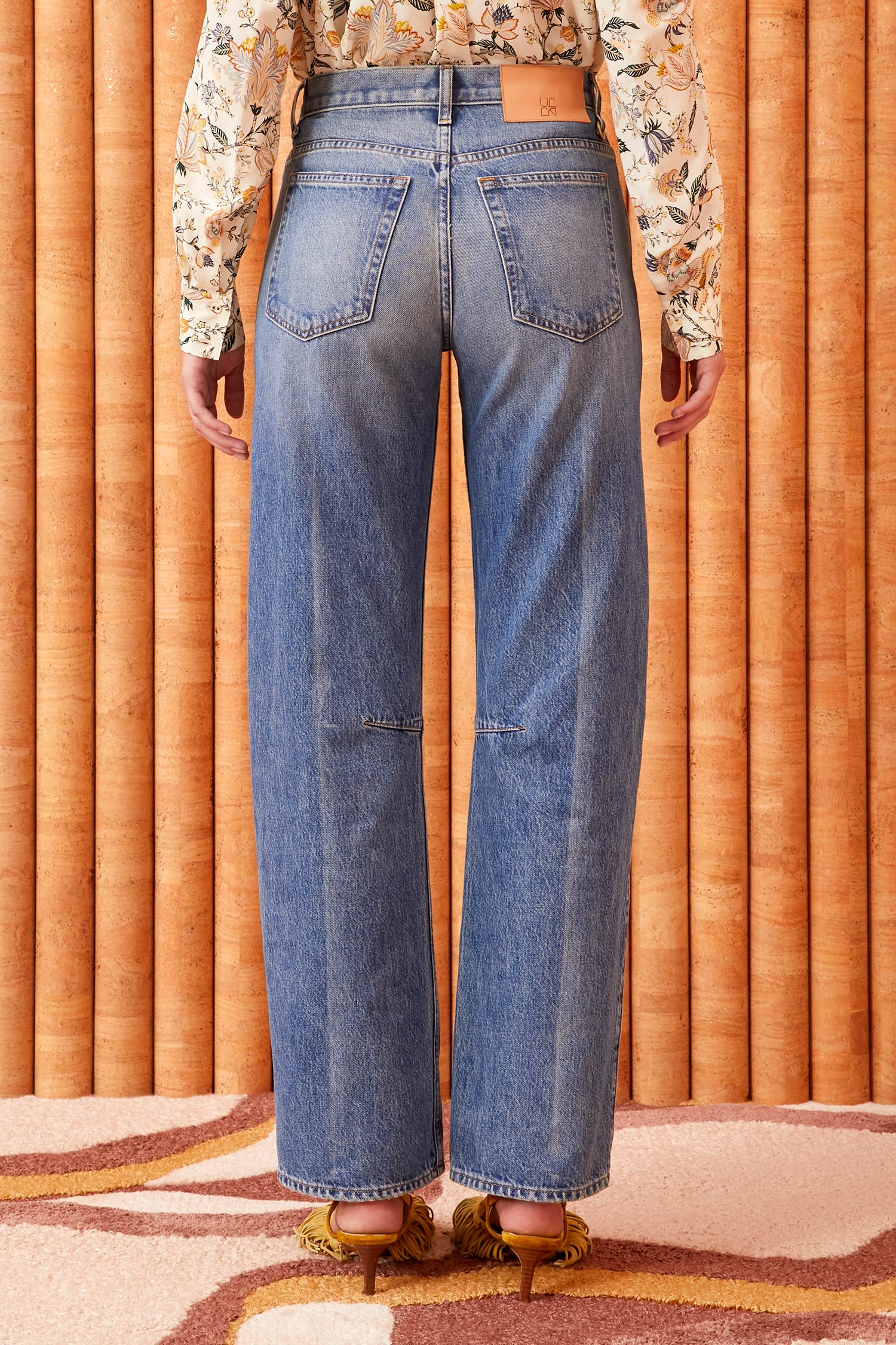 Louis Vuitton Womens Blue Denim Wide Leg Jeans Size 46