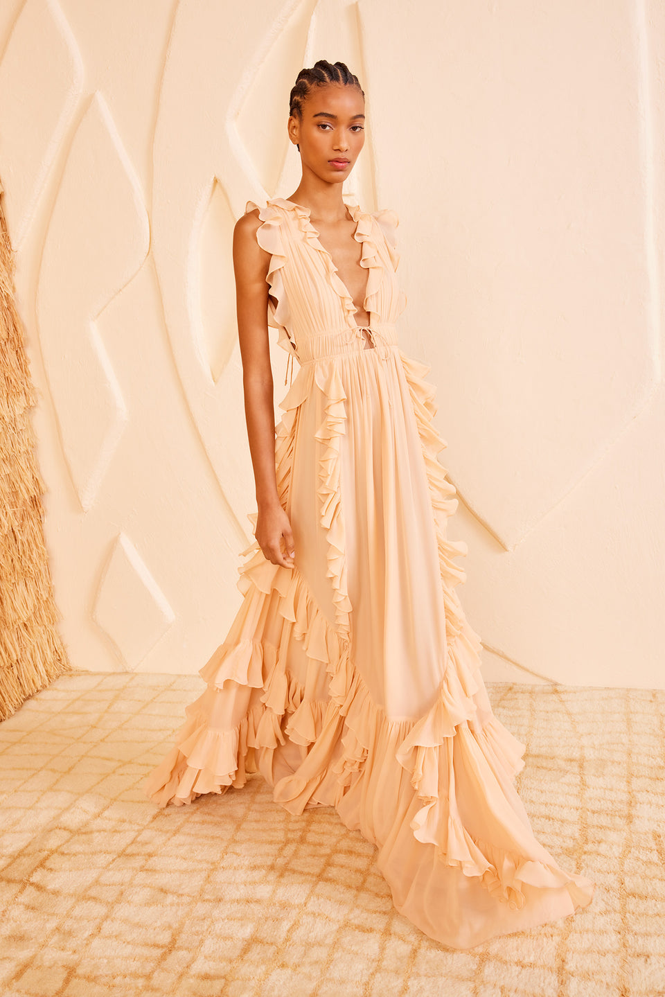 Ulla Johnson Women's Florella Ruffled Silk Georgette Gown - Peony Ulla Johnson Women's Florella Ruffled Silk Georgette Gown - Peony