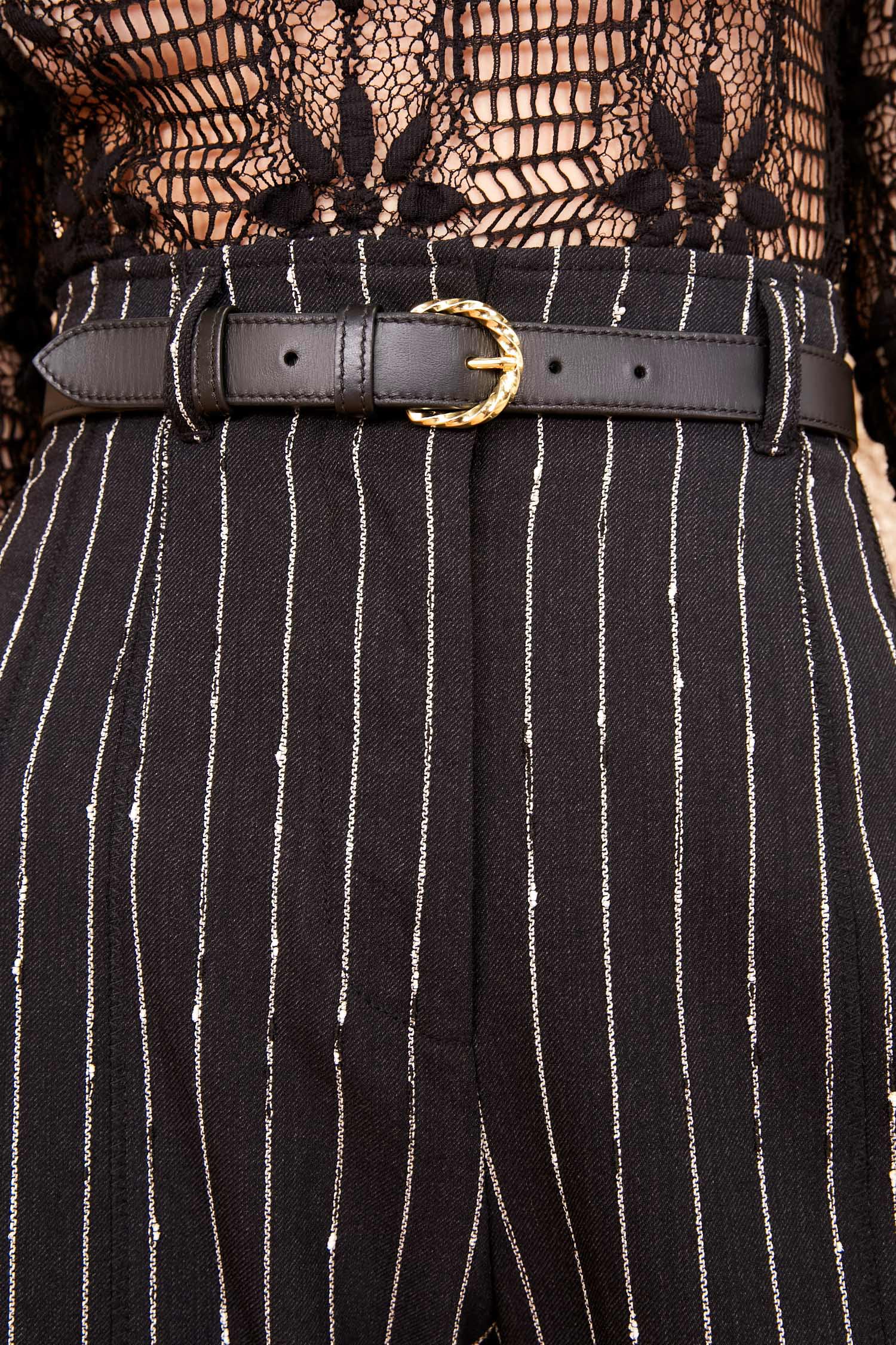 Gia Twisted Buckle Belt - Noir