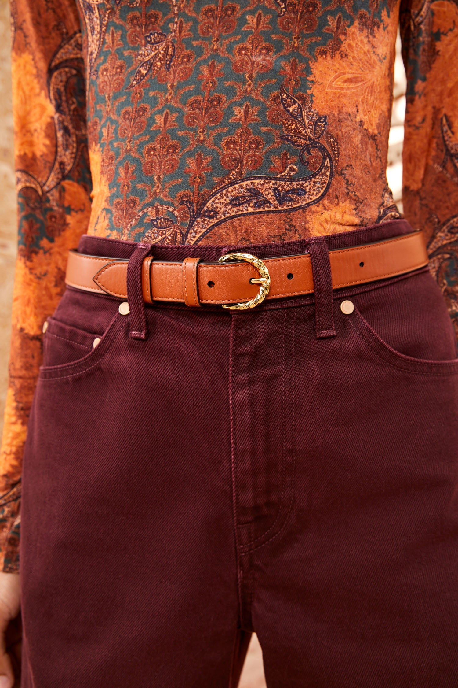 Ulla Johnson Gia Twisted Buckle Belt - Sierra