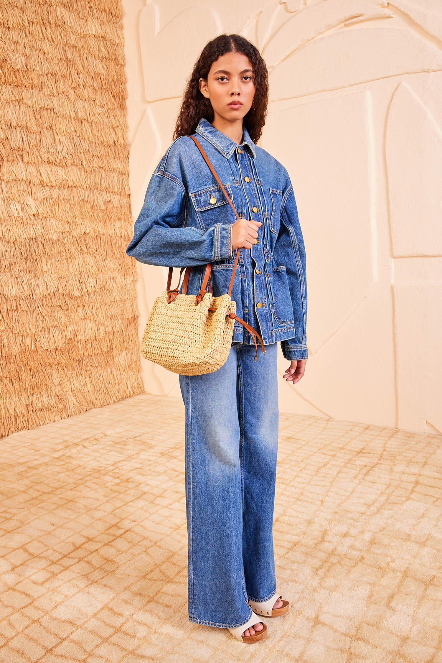 Gio Raffia Crossbody - Natural Raffia & Leather Crossbody