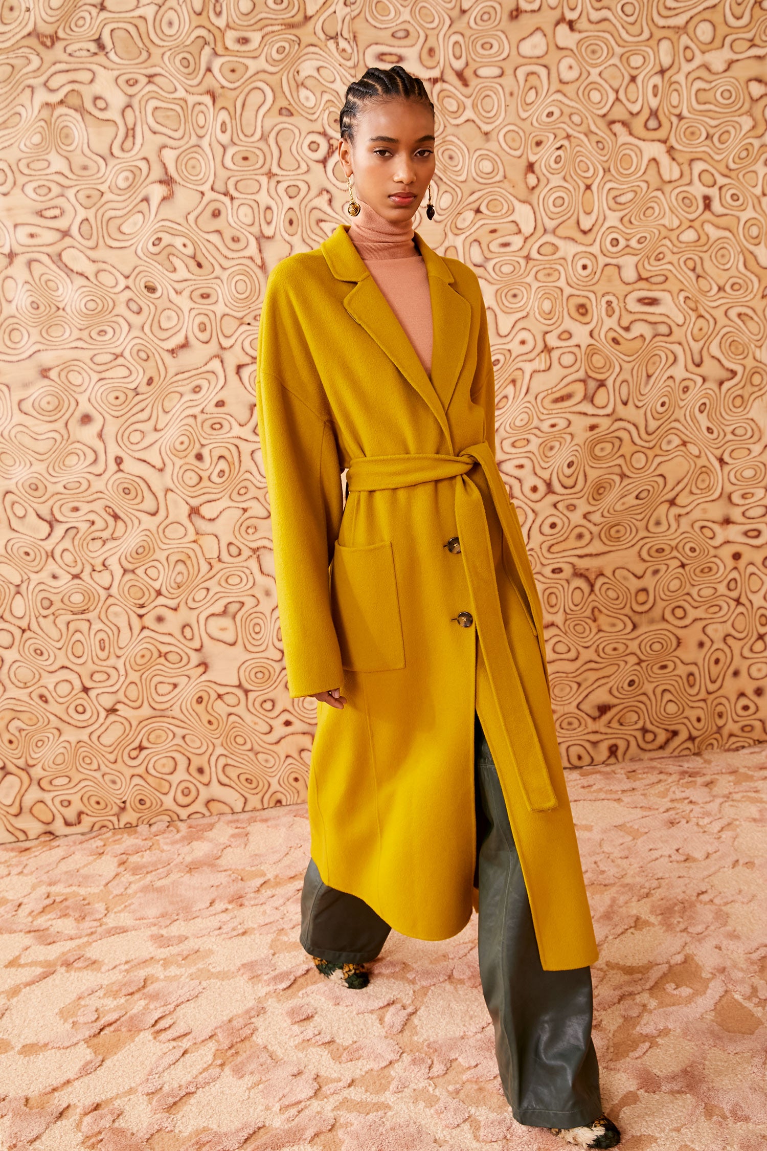 Long mustard coat best sale