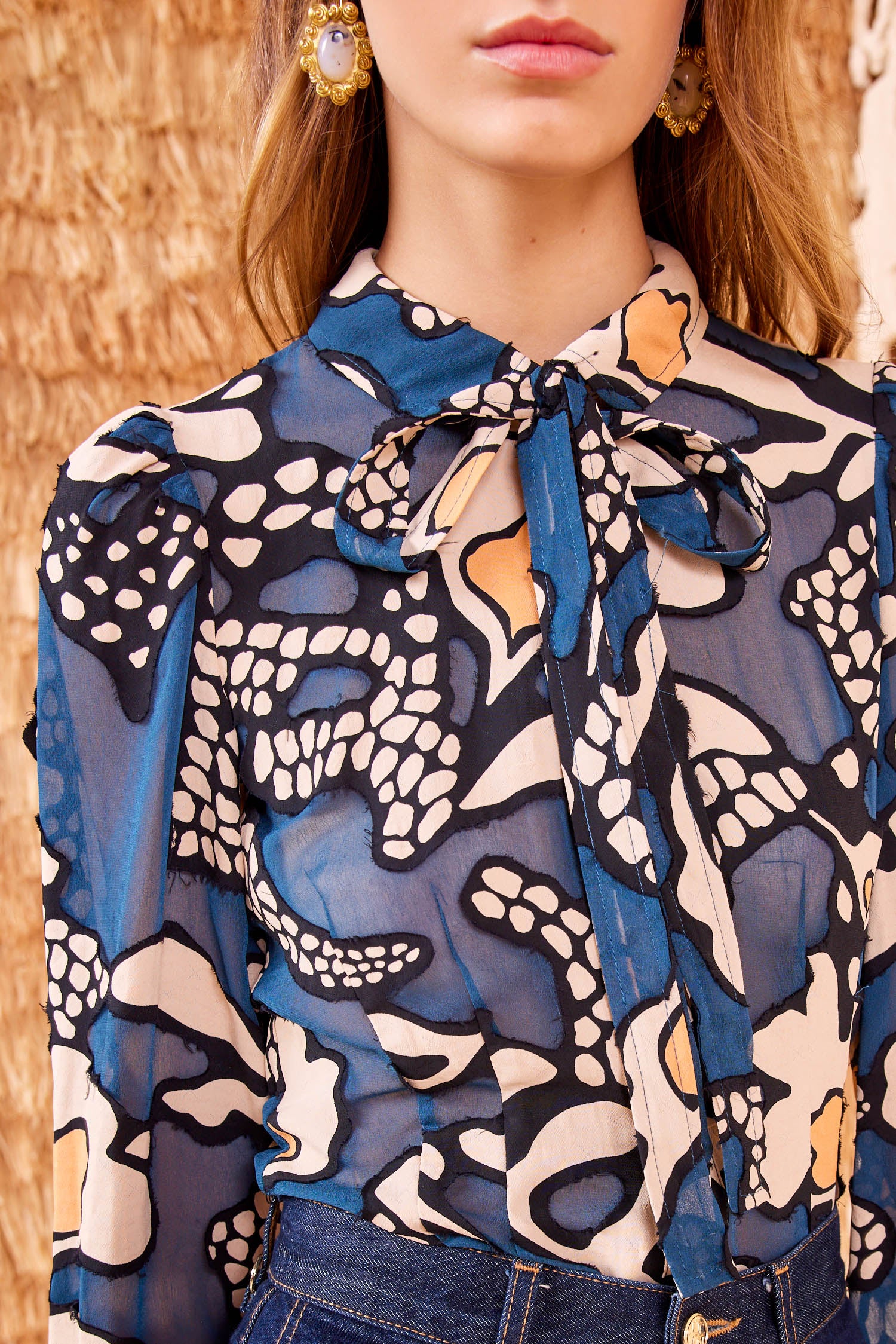 Ulla Johnson Blouse Top Rare Pristine Tie Belted Waist selling Navy Blue Floral 2