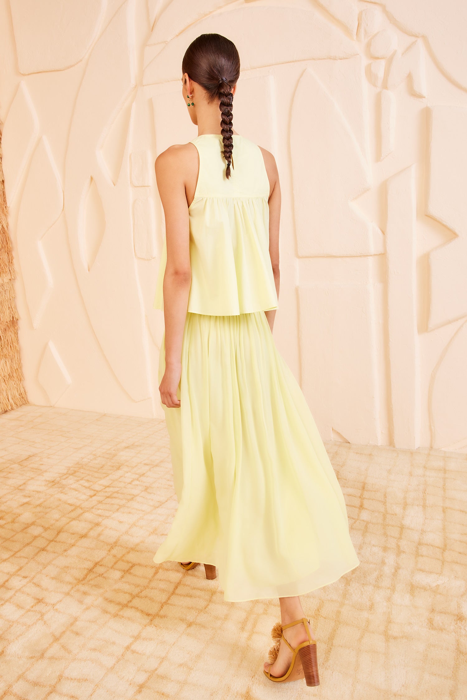 Kali Top - Citron Cotton Sleeveless Tank Top - Ulla Johnson
