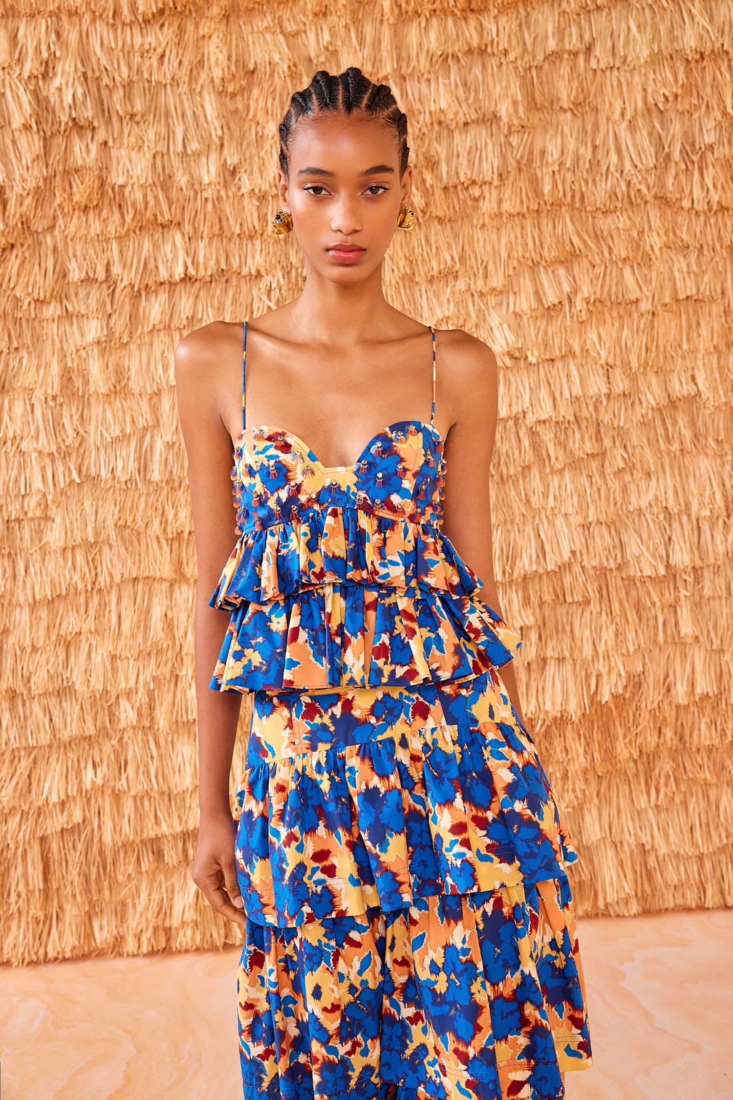 Navy and orange floral dress best sale