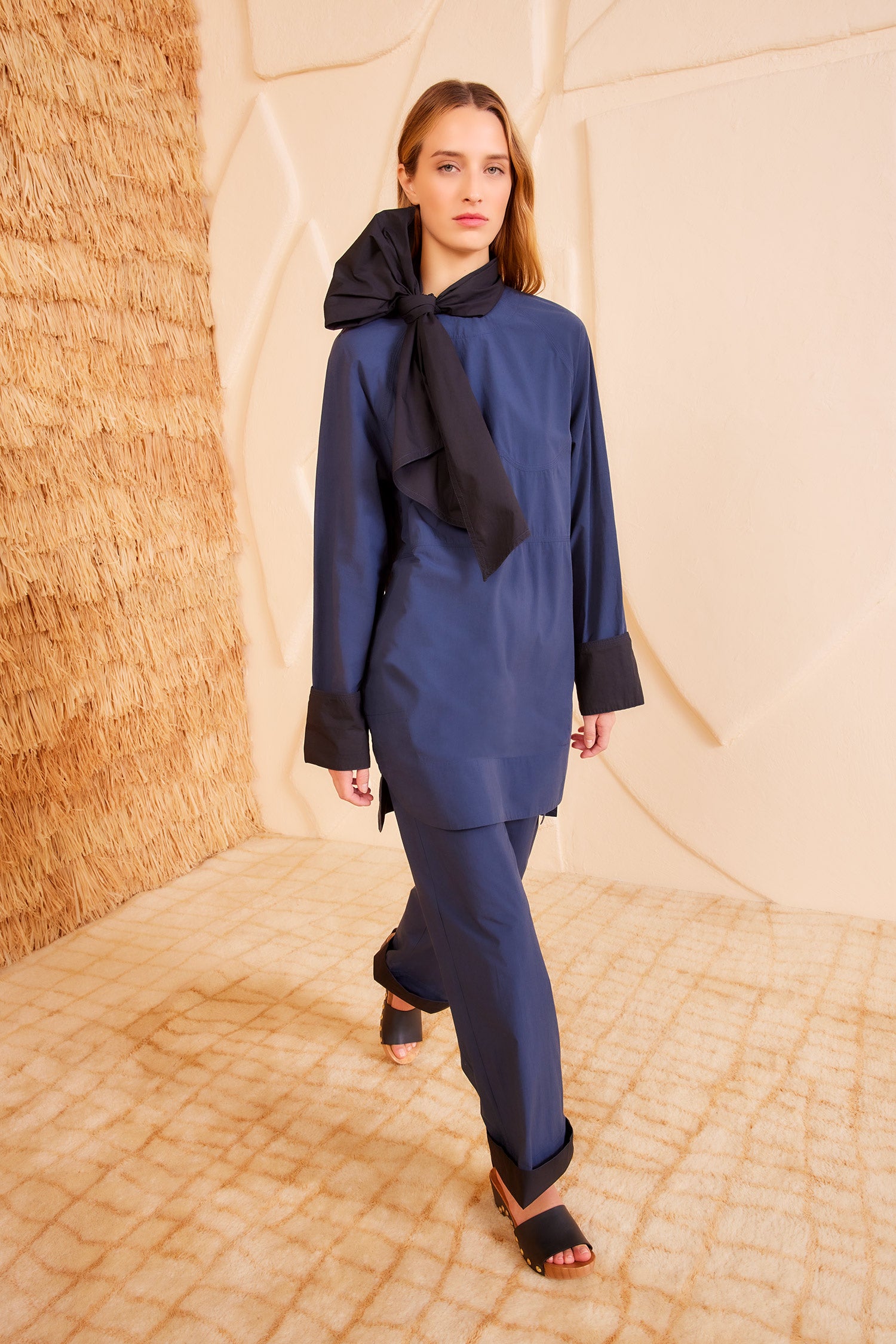 Michaela Dress - Twilight Colorblock Long Sleeve Cotton