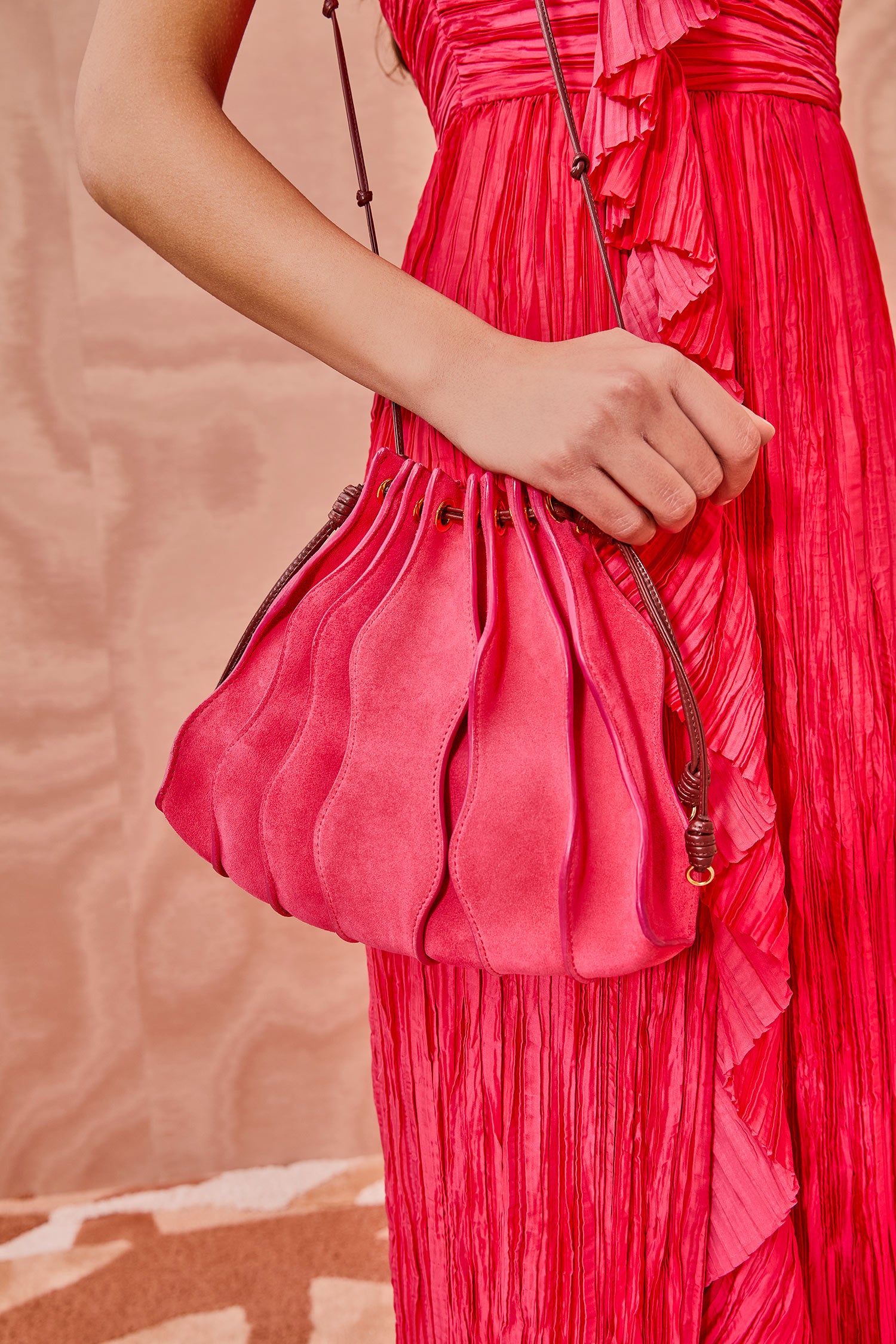 Ulla Johnson Adria Small Pleated Wave Bag - Orchid Colorblock