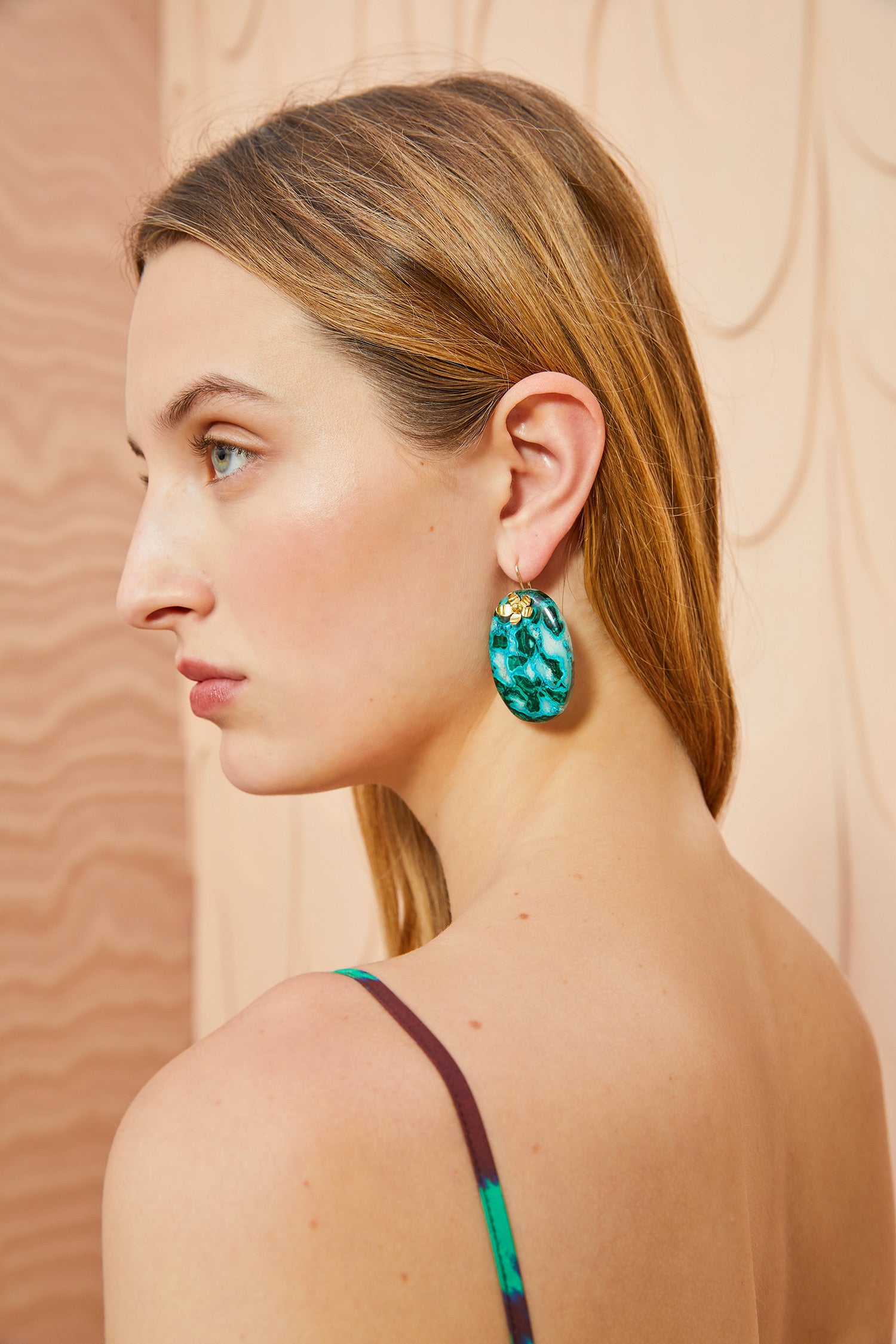 Ulla Johnson Hammered Chain Organic Stone Earring - Turquoise