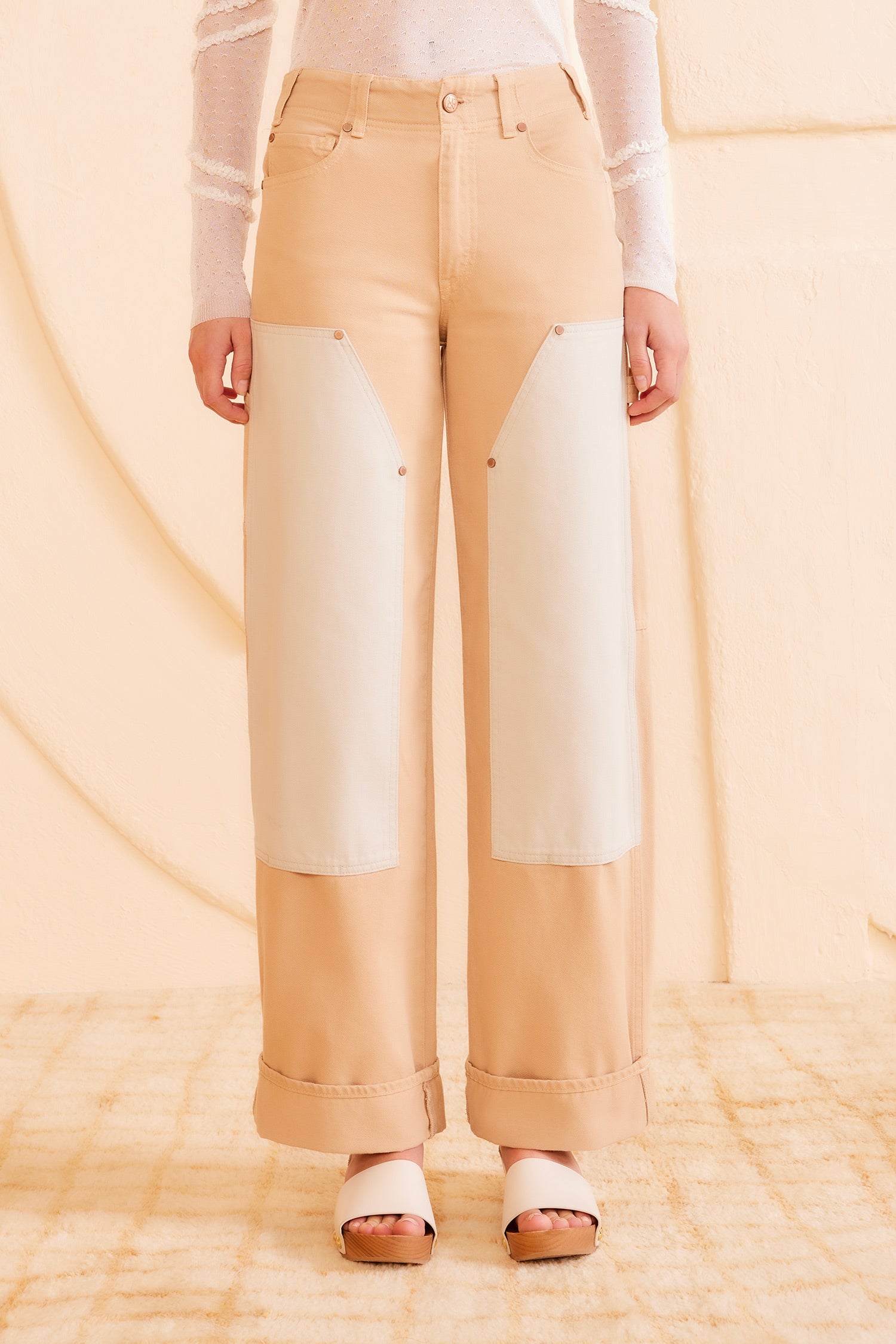 Ulla Johnson The Olympia Jean - Limestone Patchwork