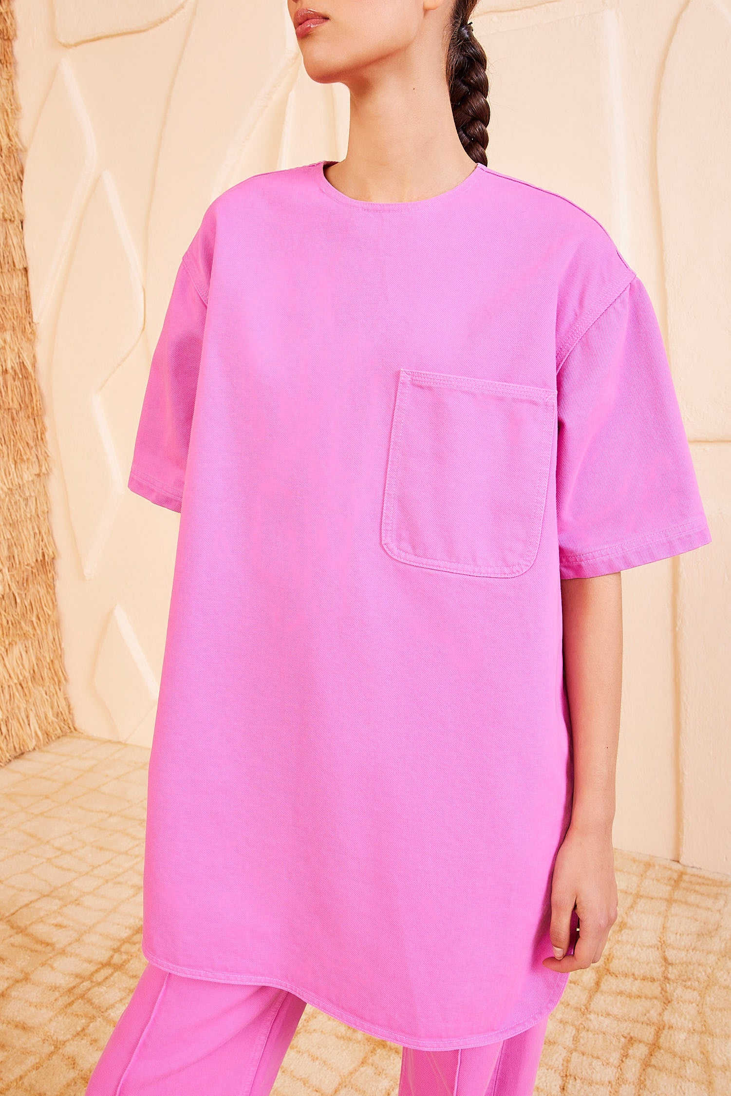 【Ulla Johnson】ジョアンチュニックドレス The Joan Tunic Dress - Cosmos Pink Denim Tunic Mini Dress