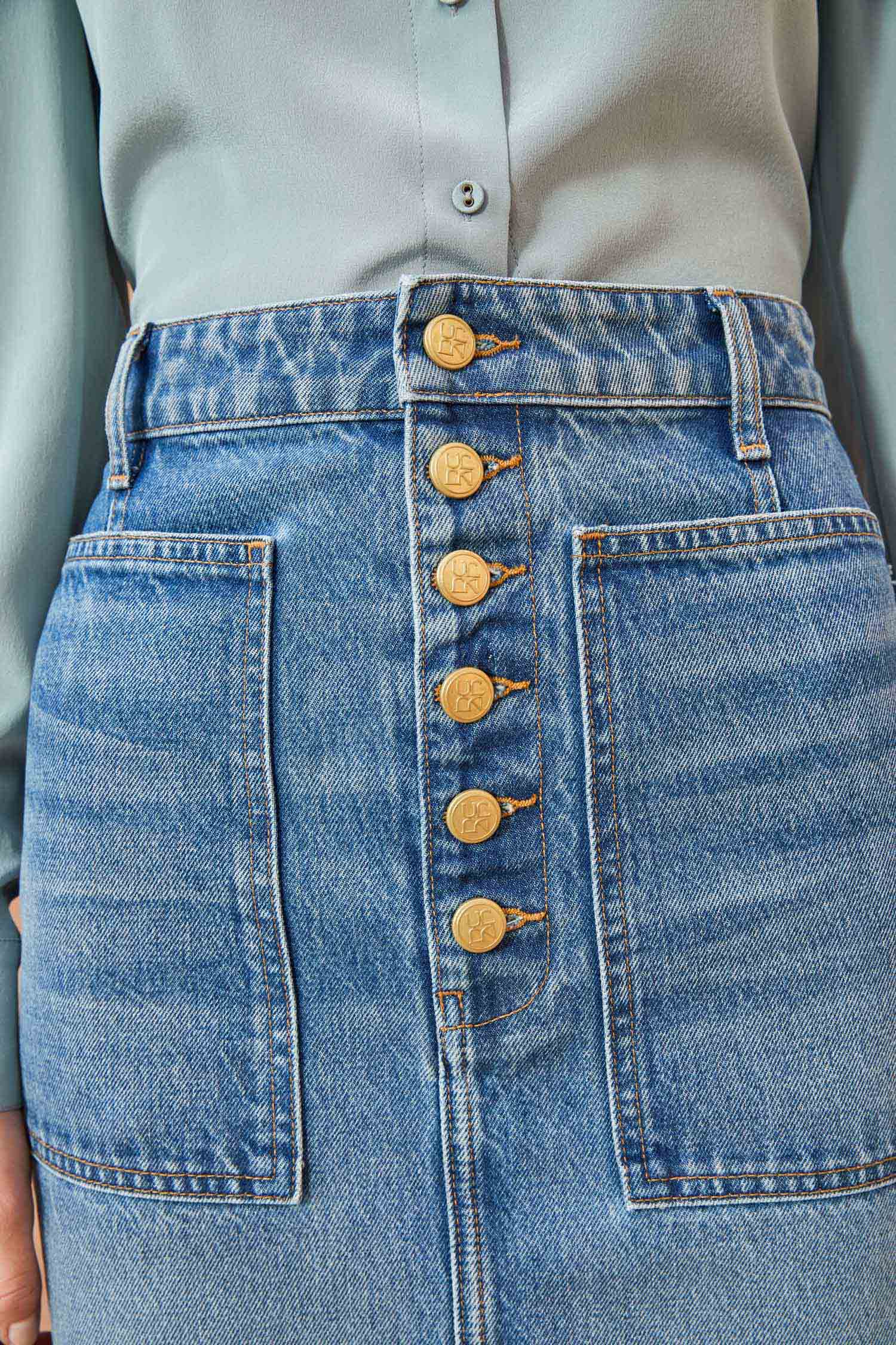 Ulla Johnson The Bea Skirt - Danube Medium Indigo Wash