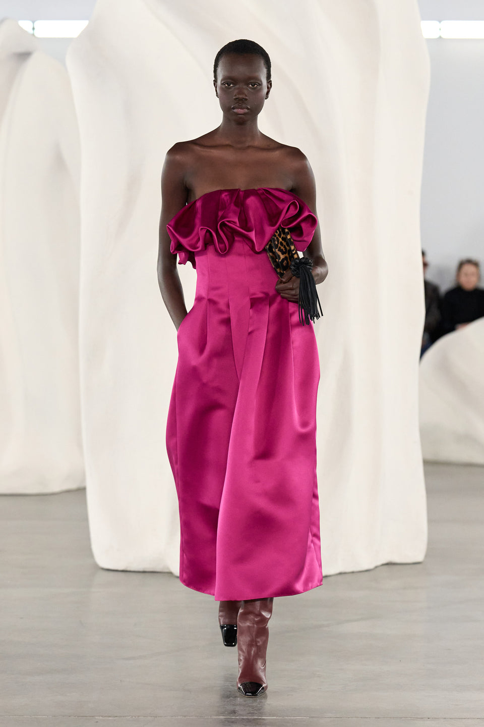 Cosima Strapless Satin Dress - Orchid