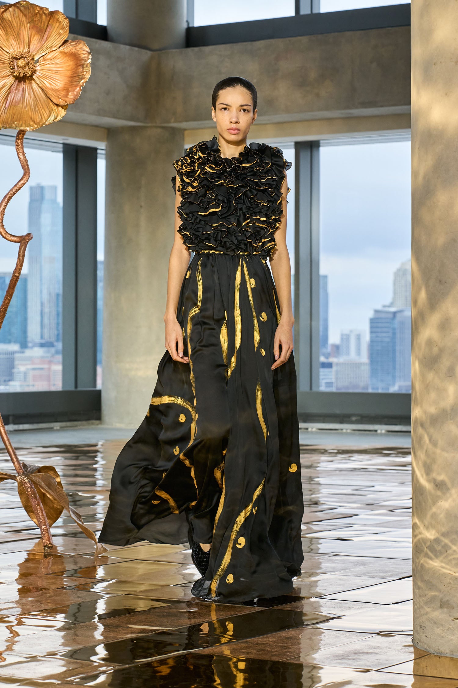 Byzantine Handpainted Silk Backless Gown - Gild
