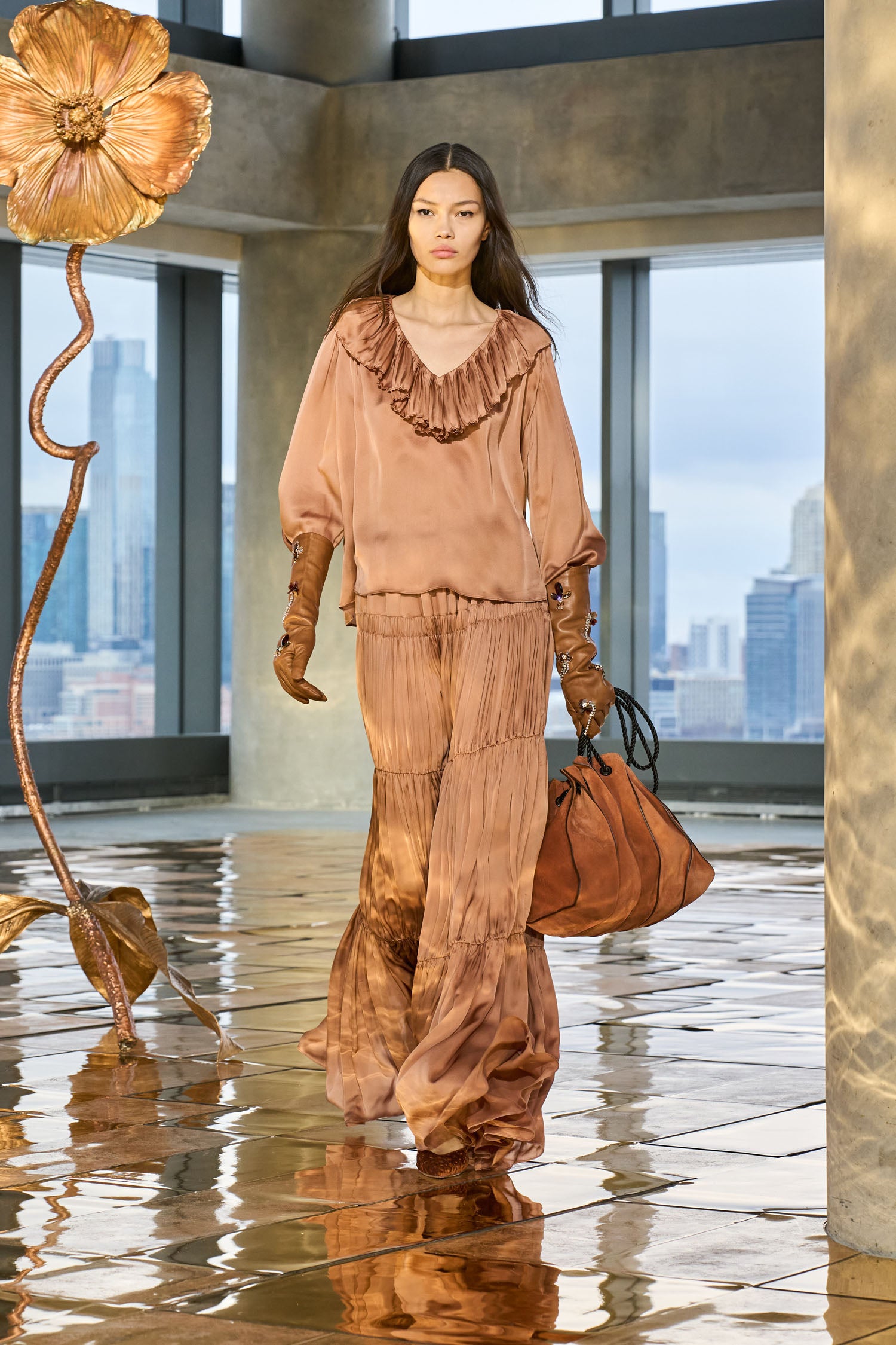 Ulla Johnson Gaelle Silk High Waist Maxi Skirt - Desert Rose