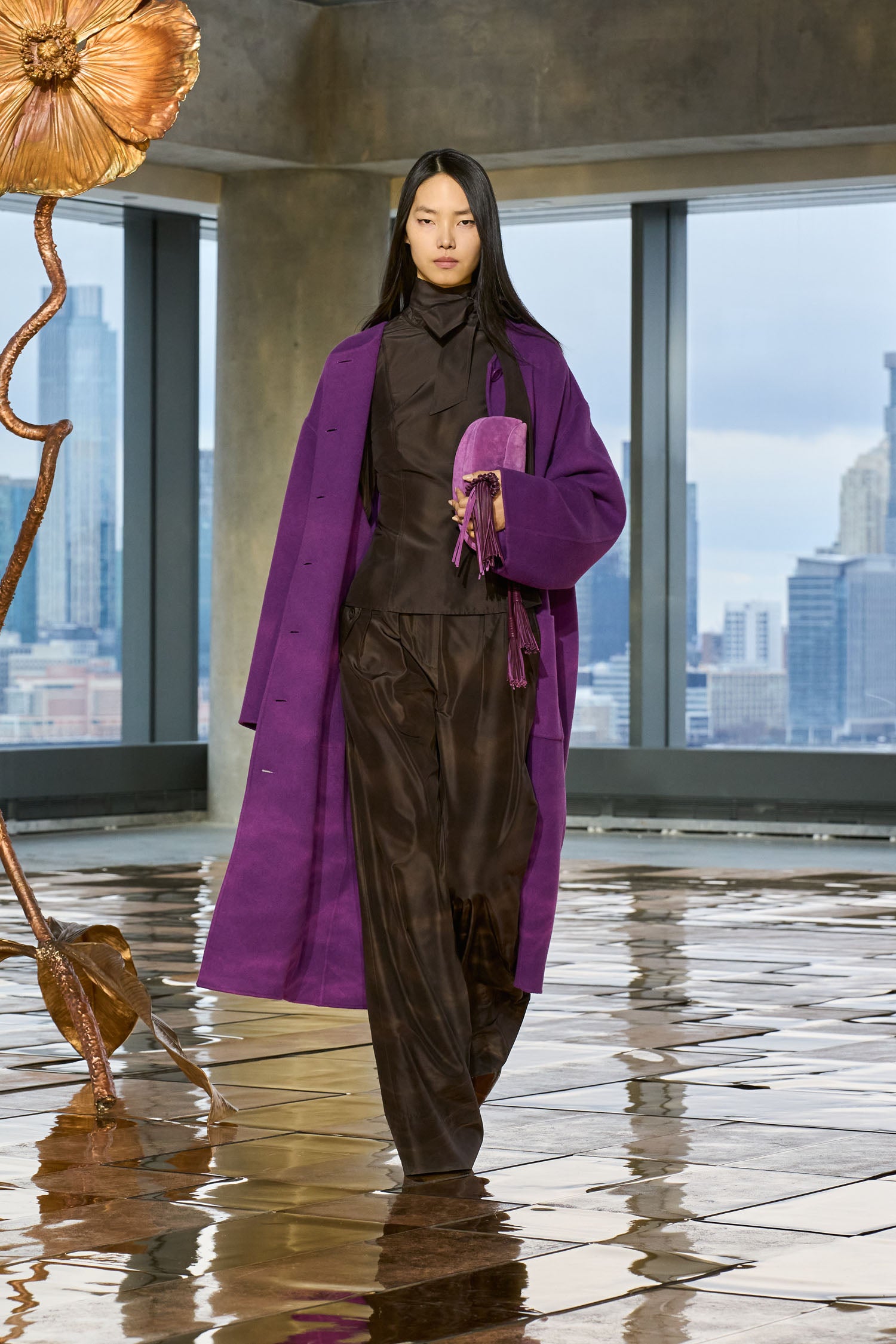 Fernanda Double Faced Wool Oversized Coat - Thistle