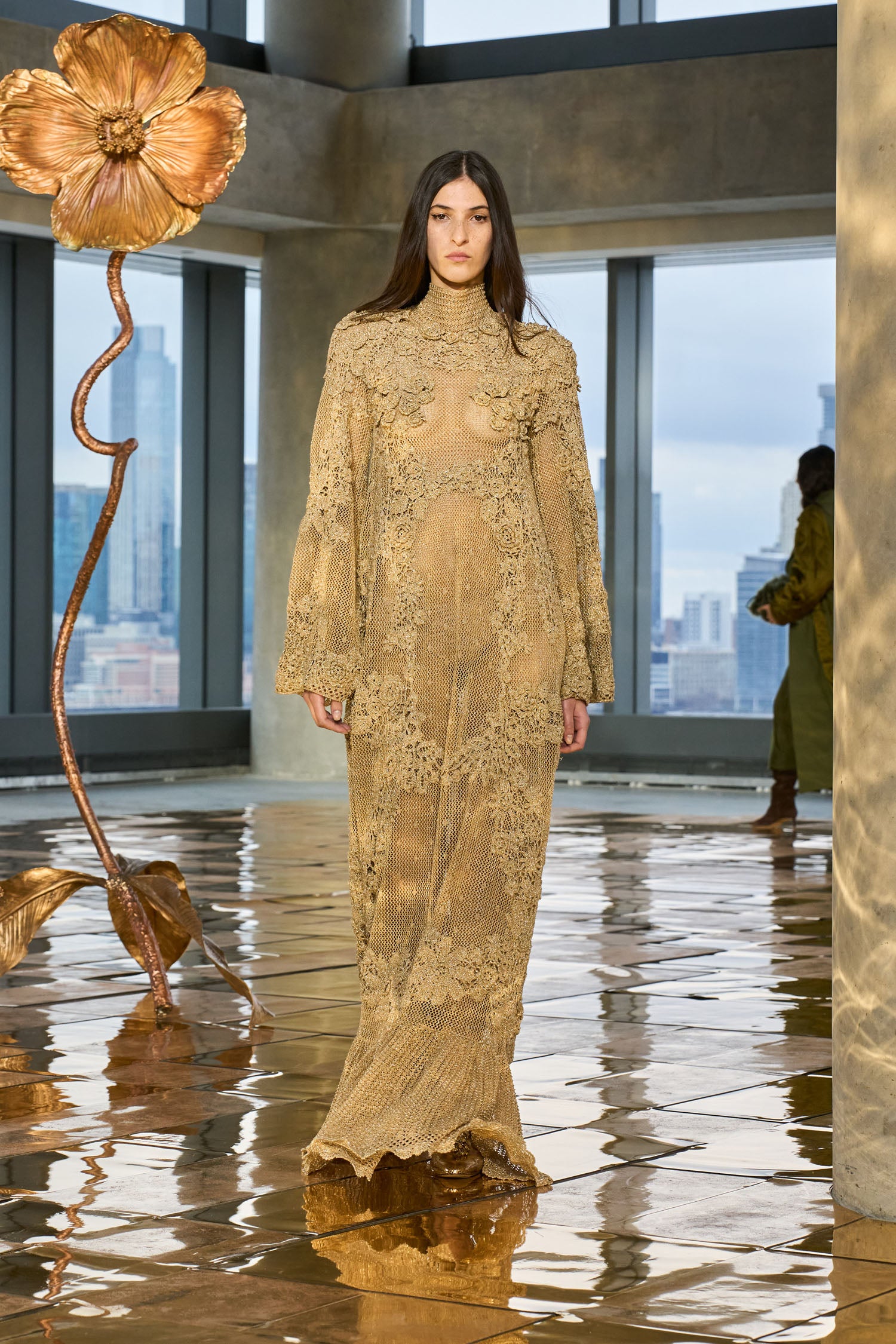 Ulla Johnson Bianca Crystal T&ndash;Strap Ballerina - Gold Python