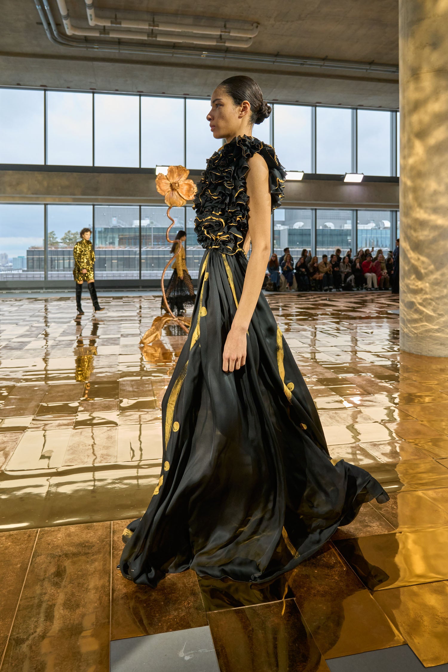Byzantine Handpainted Silk Backless Gown - Gild