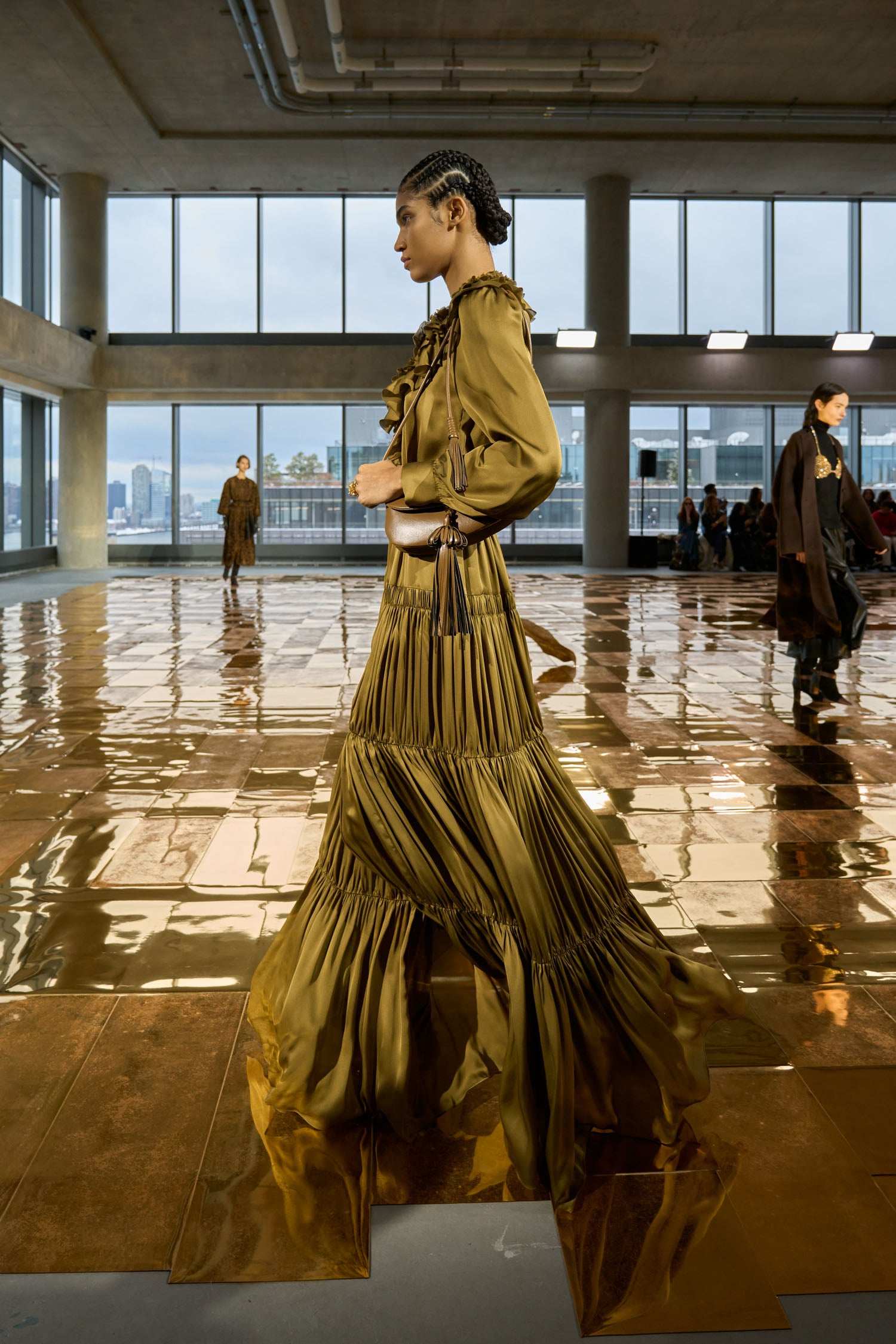 Ulla Johnson Rouen Silk Ruffle Front Long Sleeve Blouse - Willow