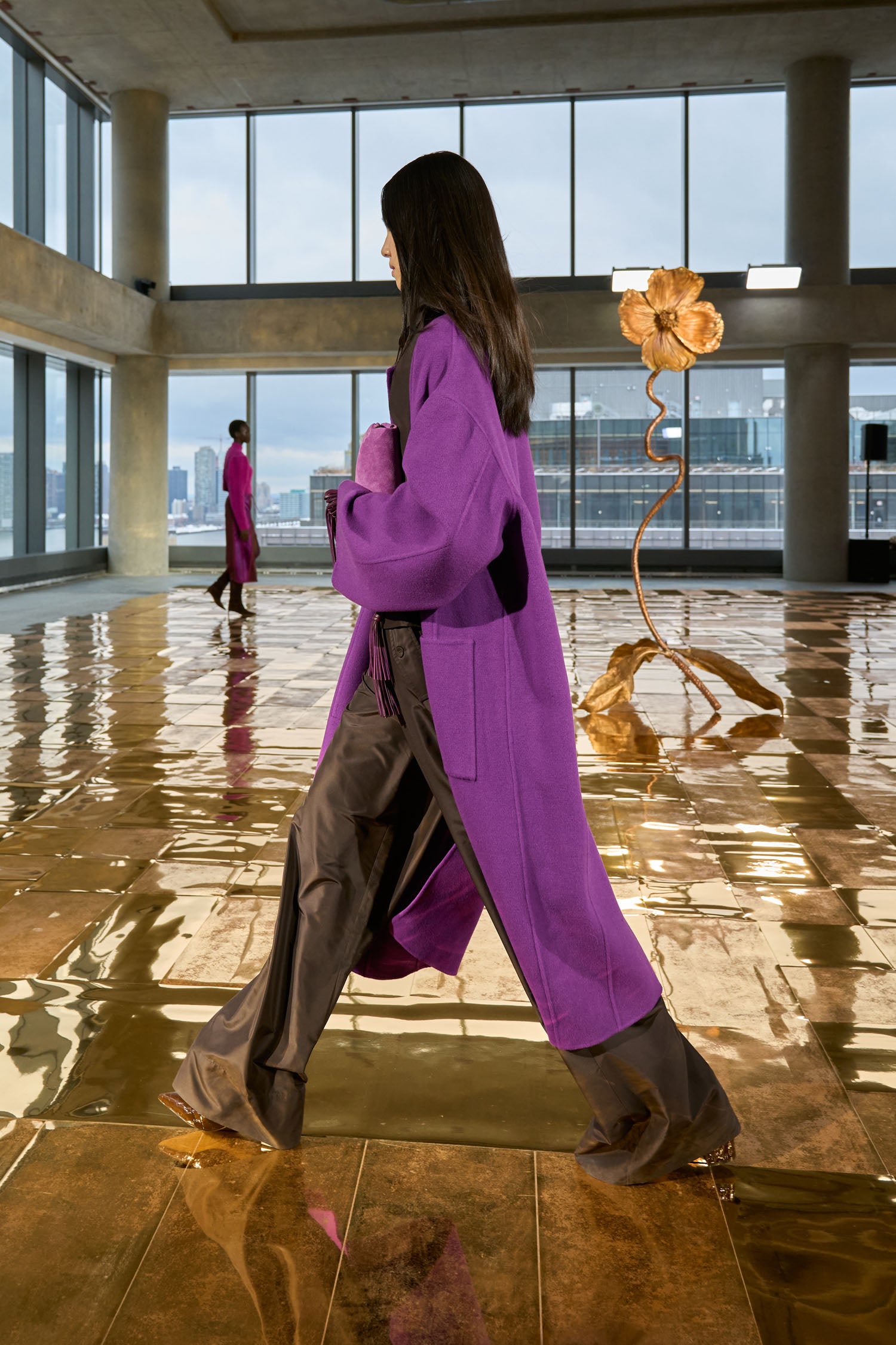 Fernanda Double Faced Wool Oversized Coat - Thistle