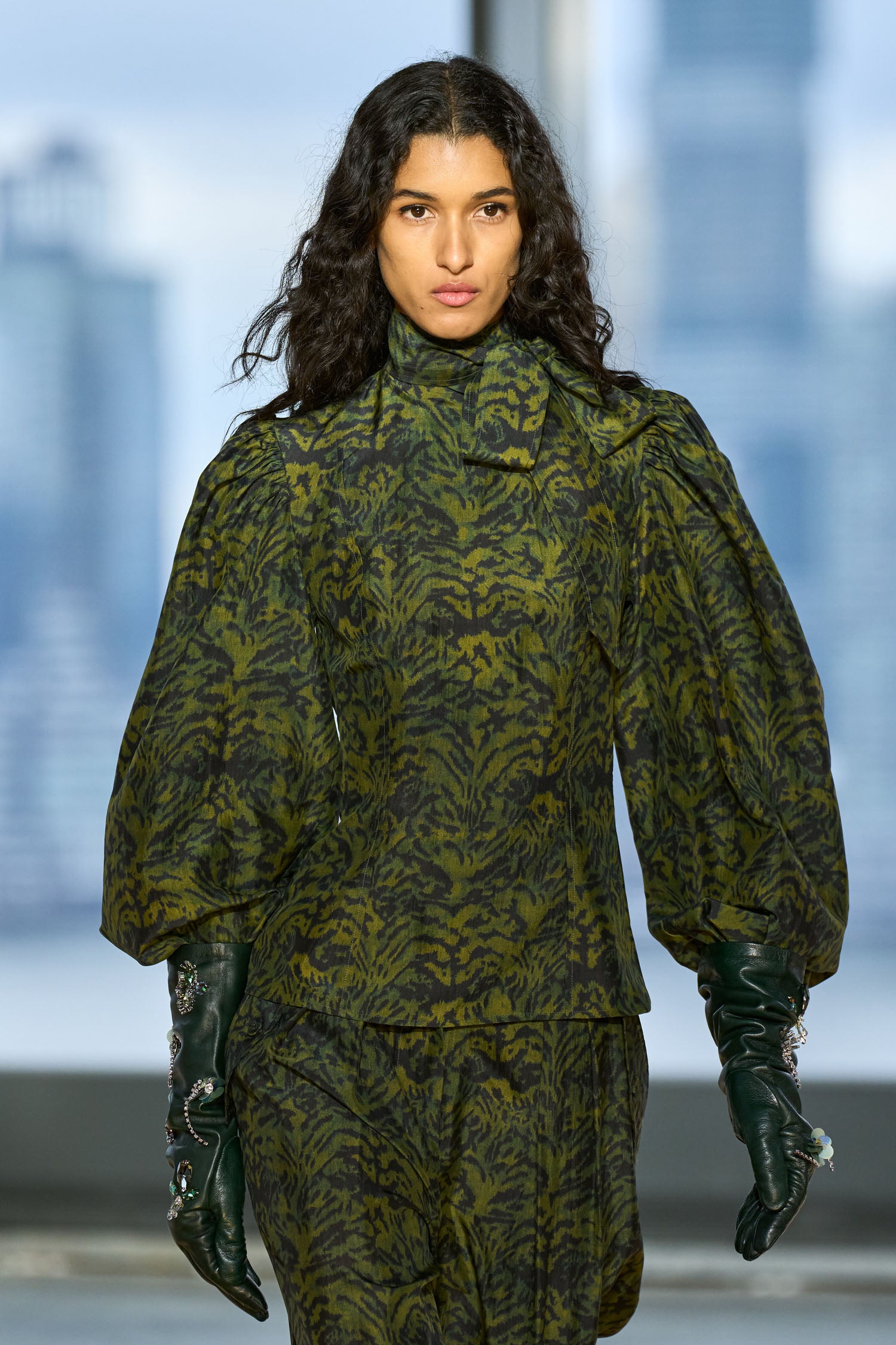 Giorgia Silk Neck Tie Blouse - Desert Jasper