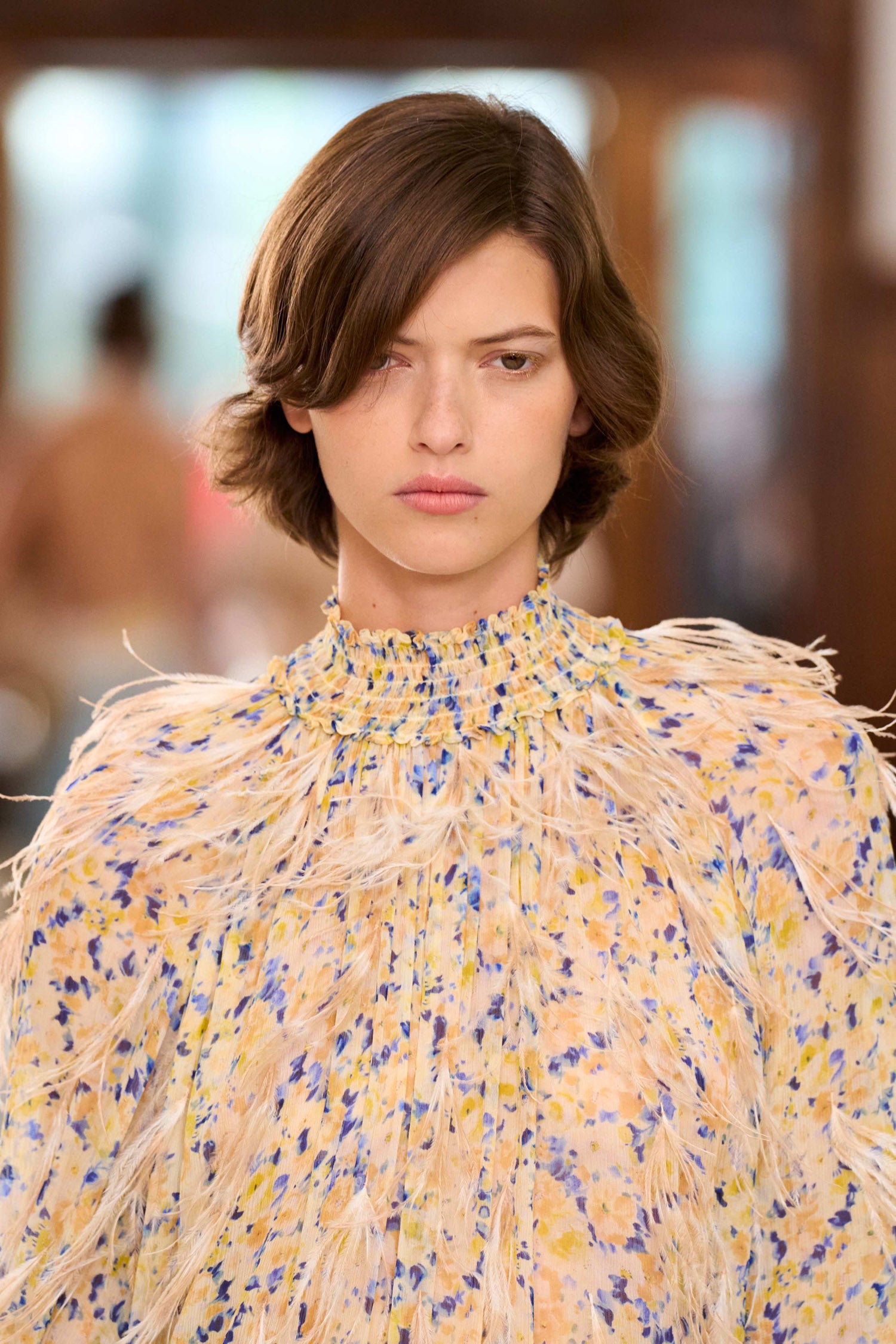 Miriam Dress with Feather Embroidery - Daffodil