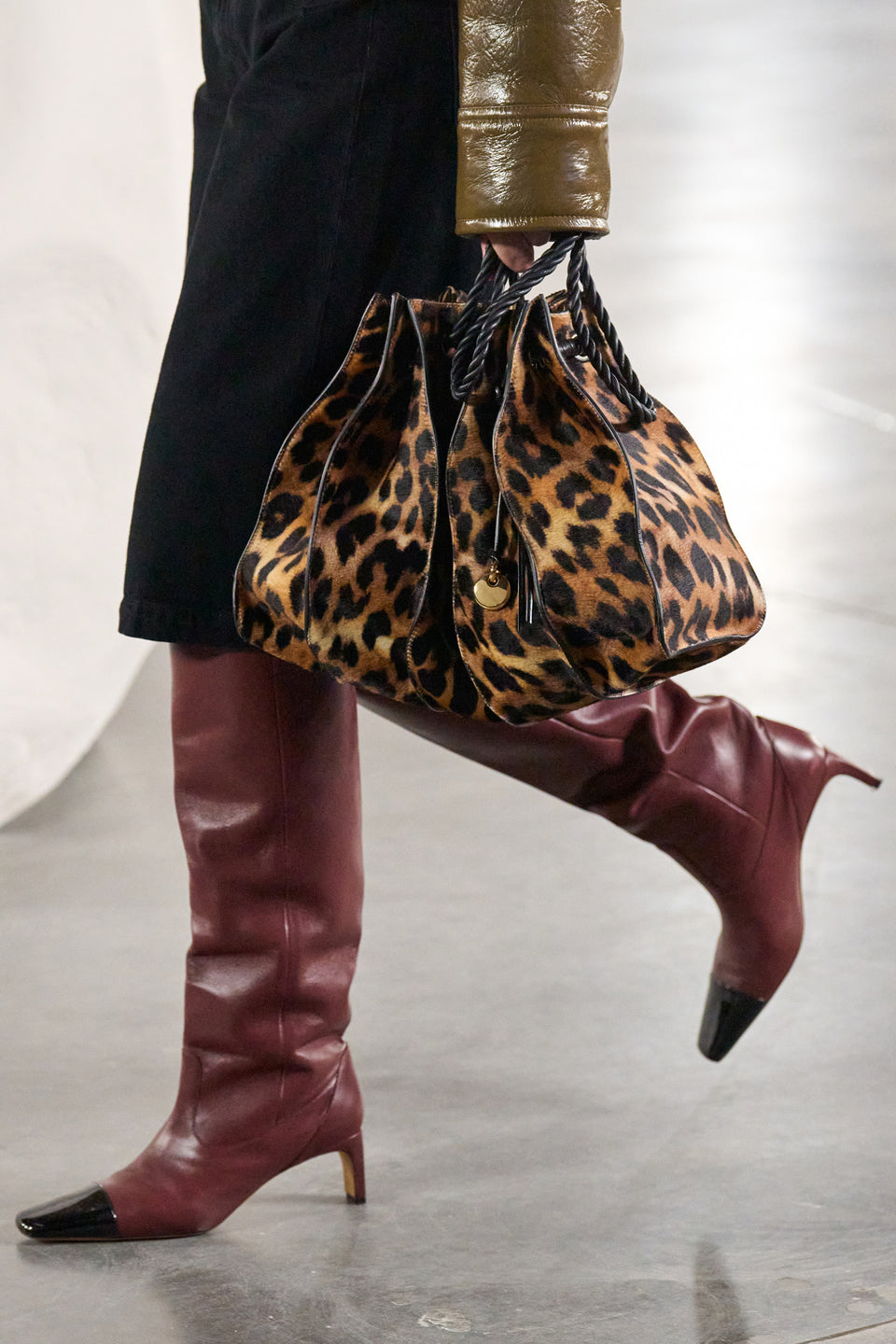 Adria Large Drawstring Tote - Leopard