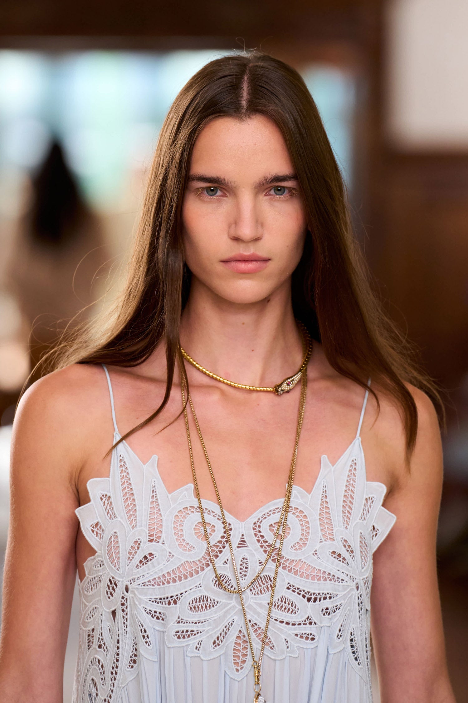 Filippa Lace Applique Gown - Adriatic