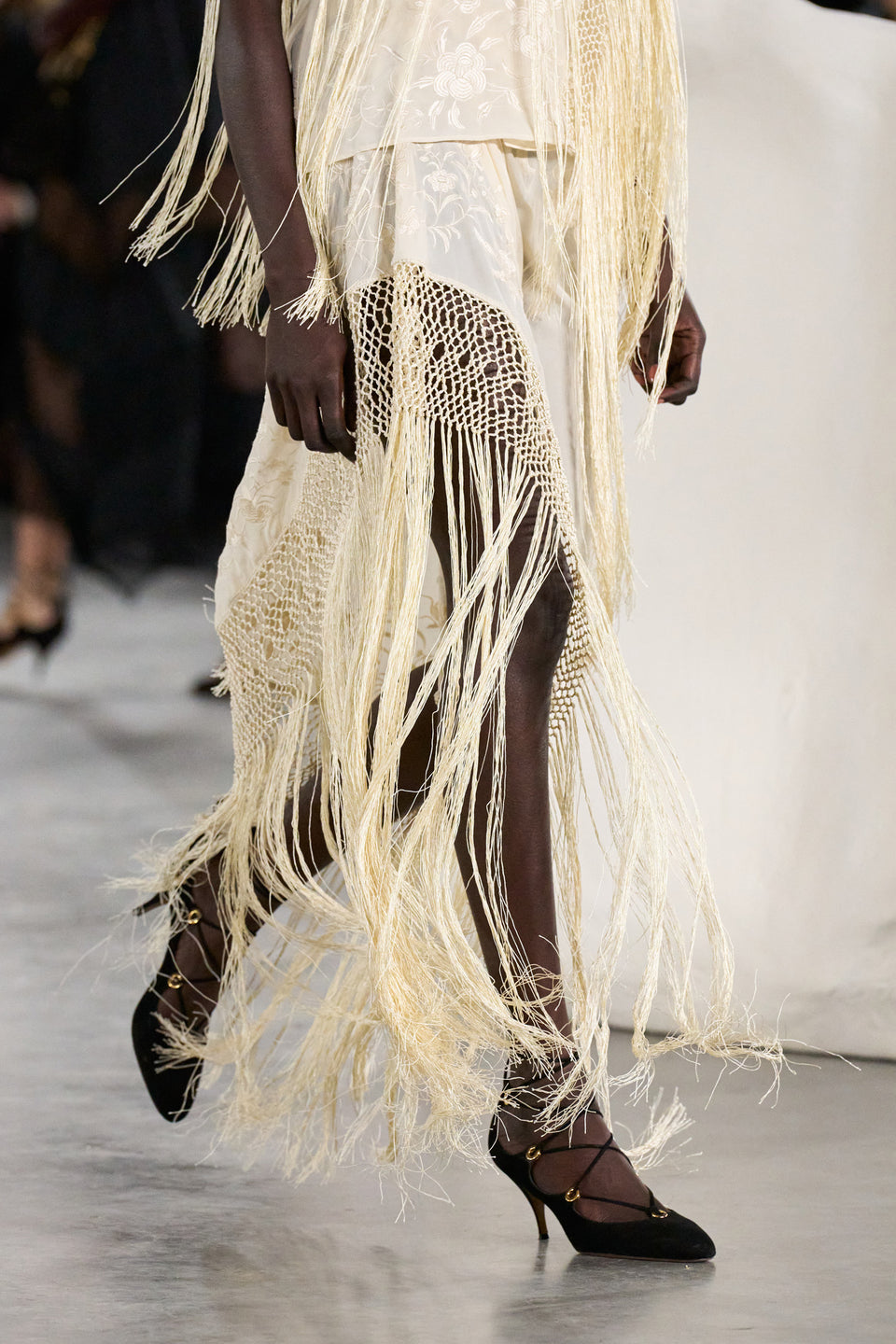 Lark Silk Fringe Skirt - Creme