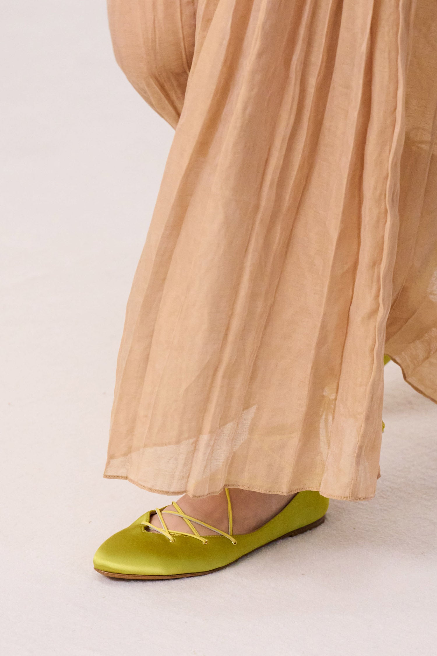 Lola Ballerina Lace Up Flat - Limon