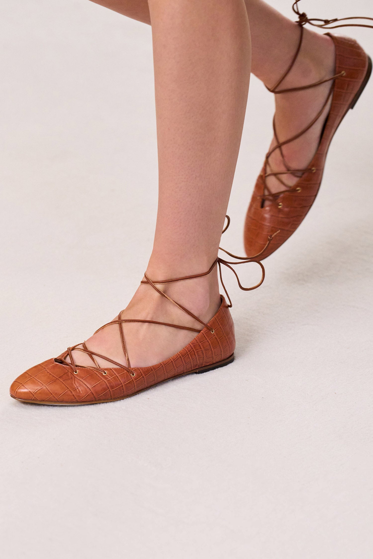 Lola Ballerina Lace Up Flat - Redwood
