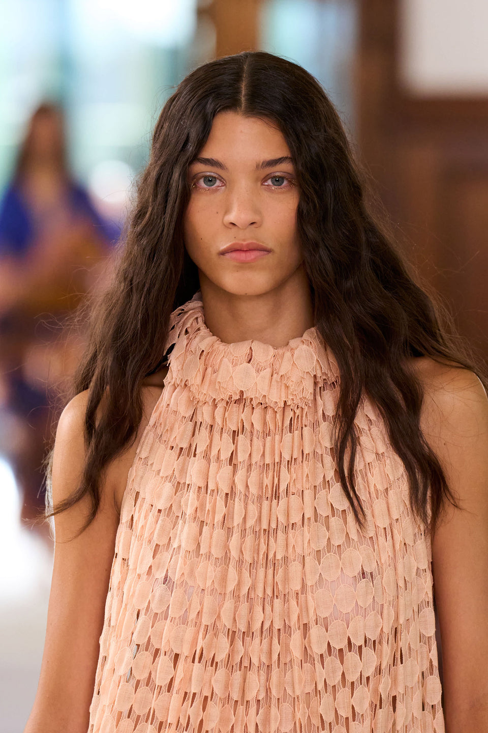 Anouk Lace High Neck Gown - Blush