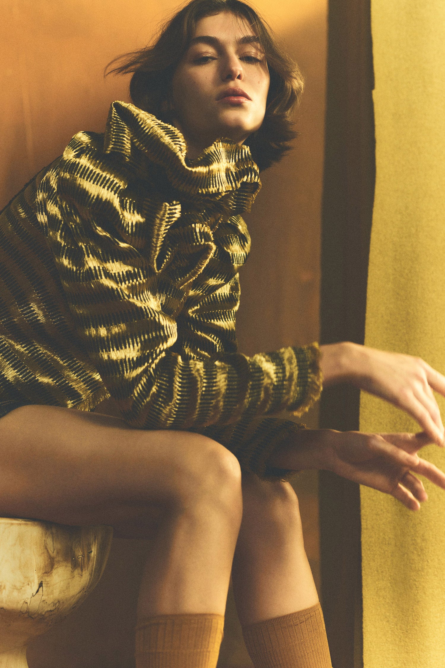 Belle Collarless Jacket - Gold Spun
