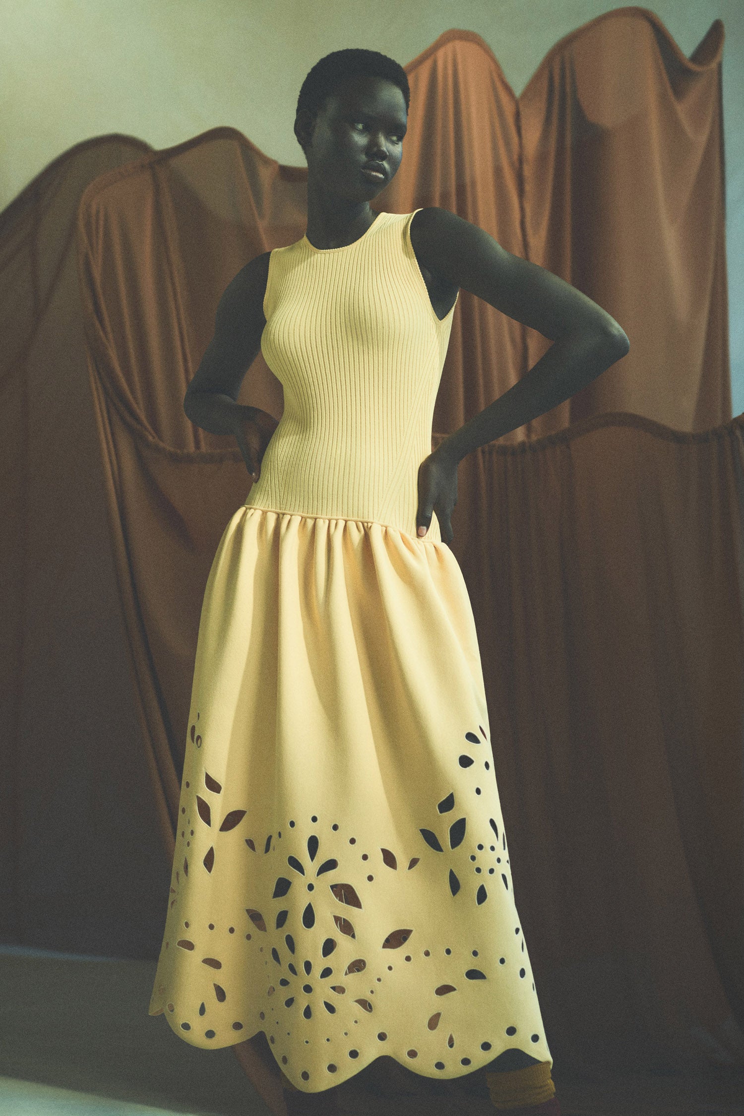 Rosaline Sleeveless Drop Waist Knit Midi - Cowrie