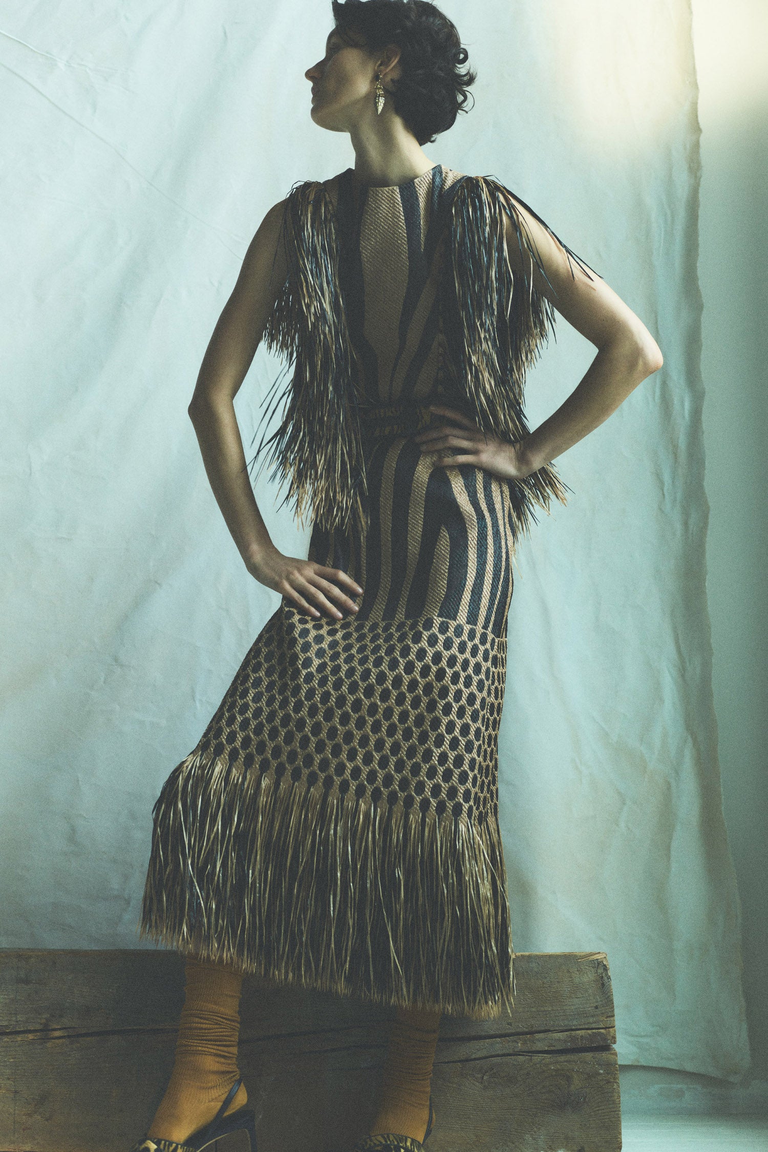 Nikita Fringe Sleeve Midi Dress - Tapir