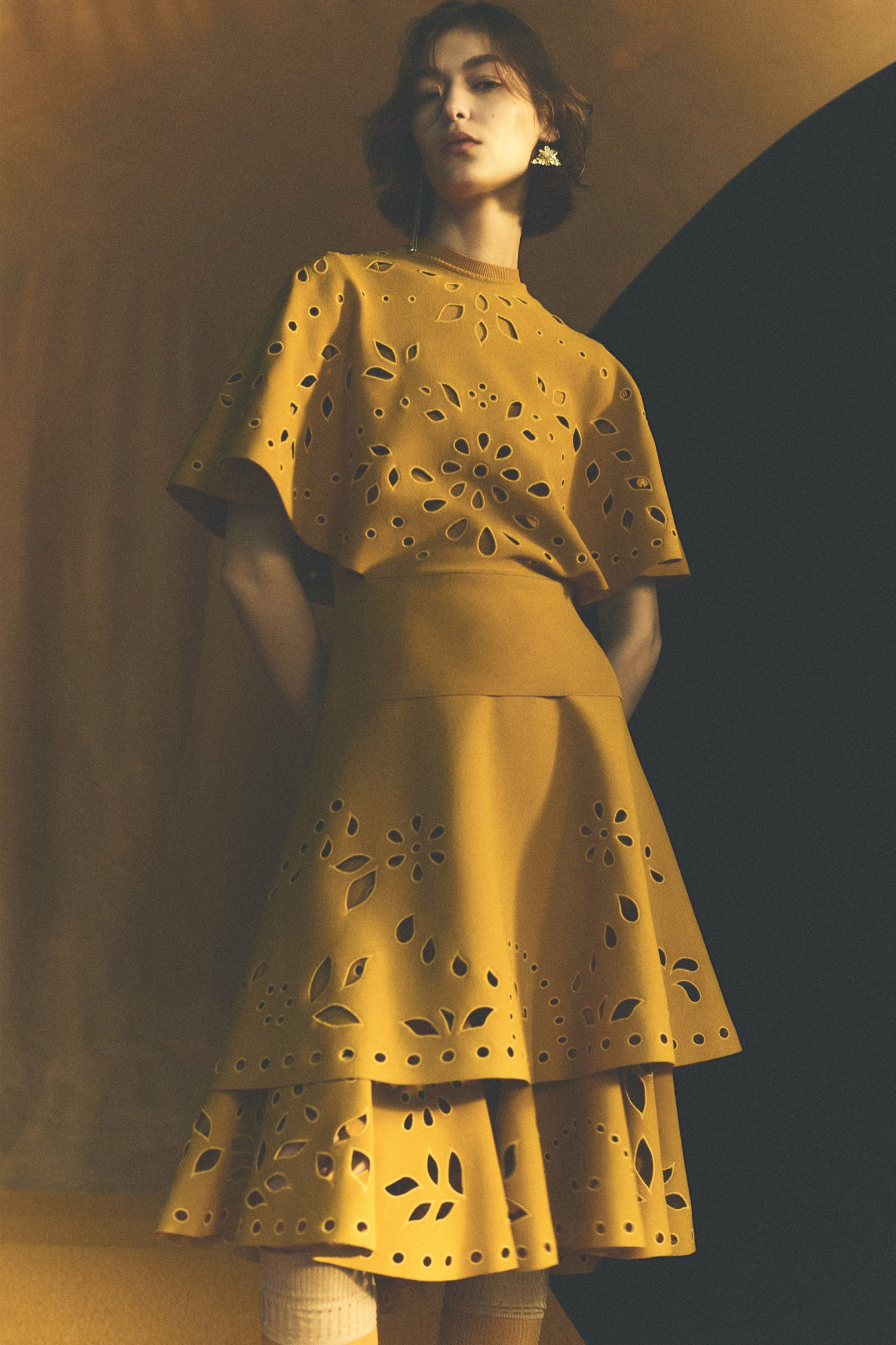 Fiorella Knit Midi Skirt - Goldenrod