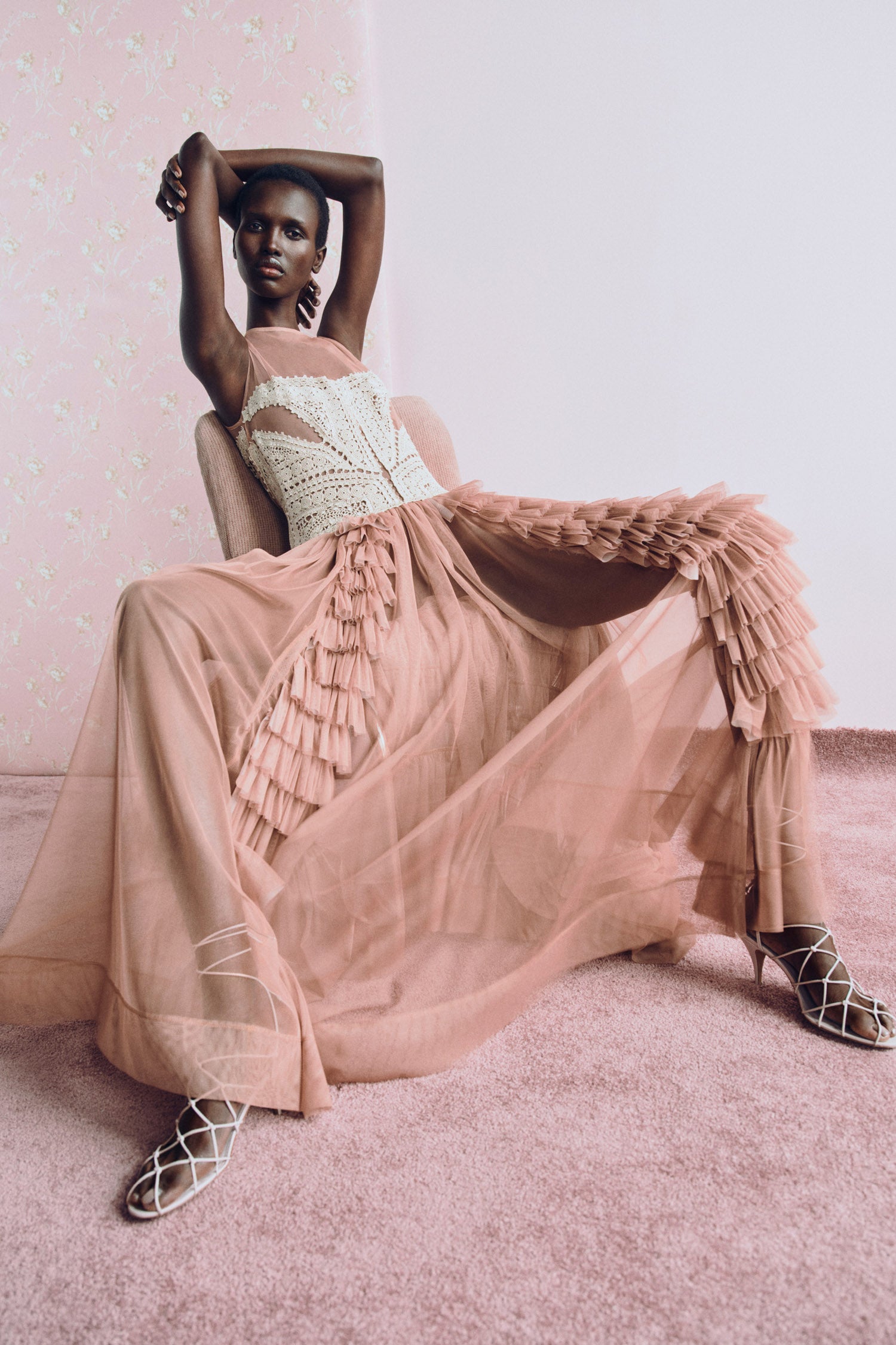 Ulla Johnson Orla Crochet & Tulle Dress - Sandstone