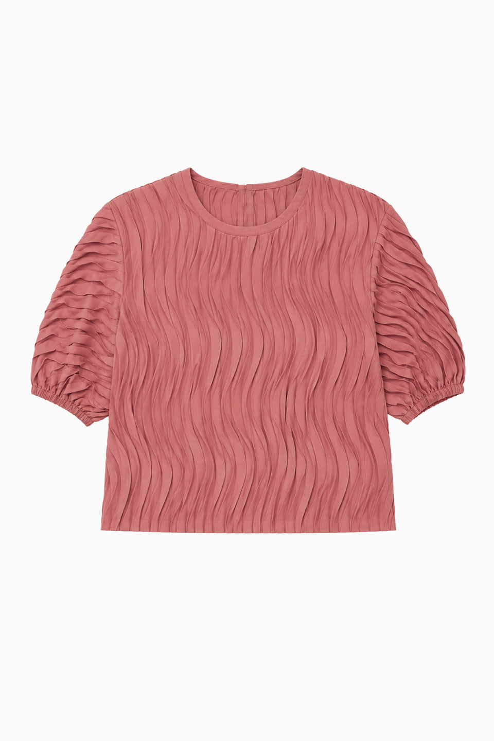 Chestnut Chiffon Embroidered Puff Sleeve Top - Flat Lay | Ulla Johnson