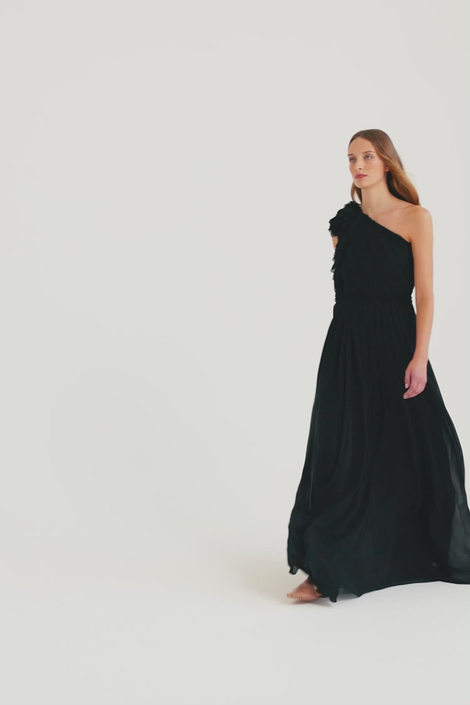 Adona Gown - Noir Black Silk Sleeveless Gown - Ulla Johnson