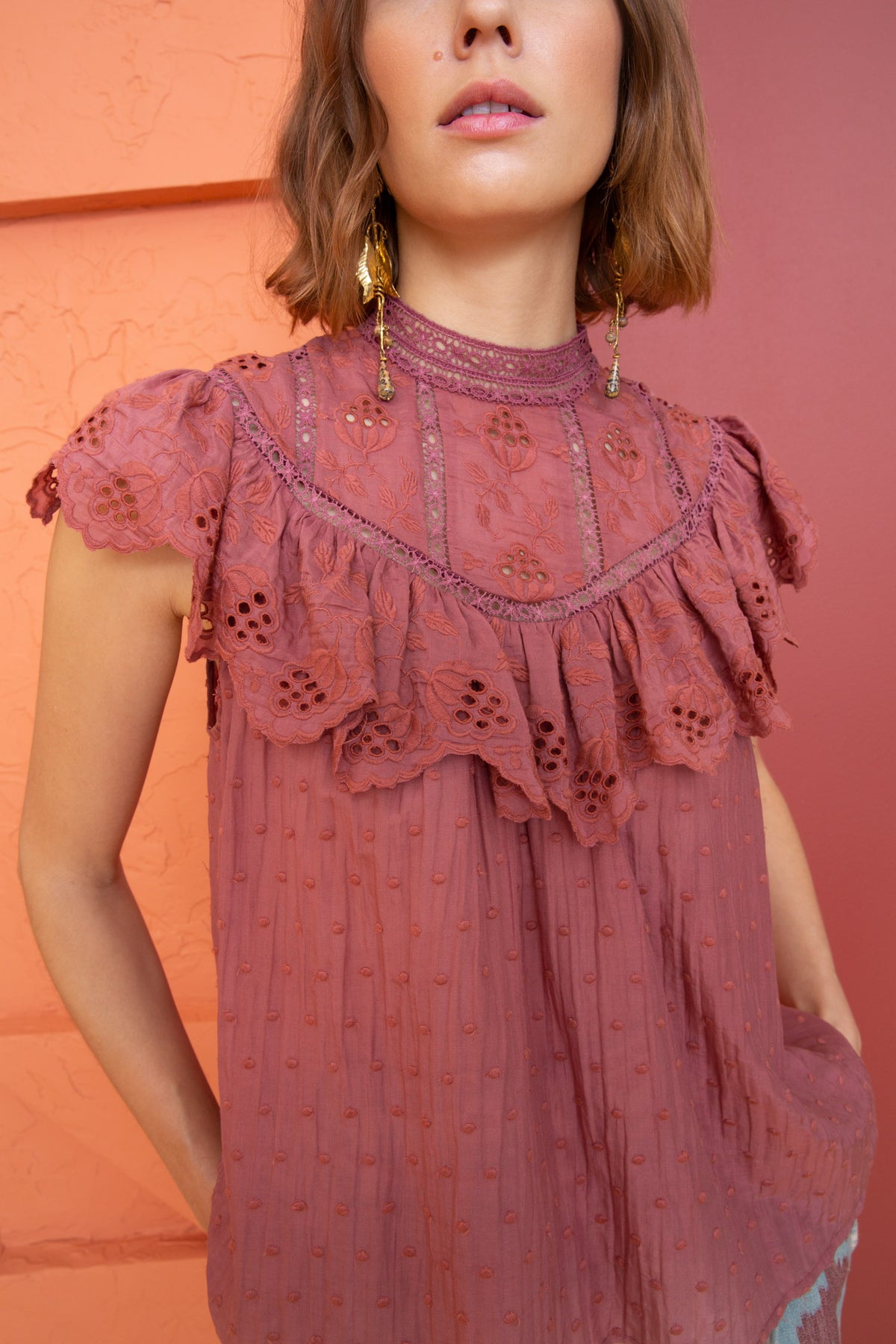 Delaine Top - Rosewood