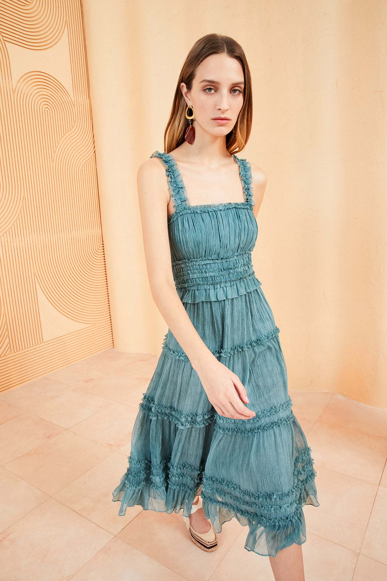 Ulla Johnson Daniela Ruffled Silk Tiered Midi Dress