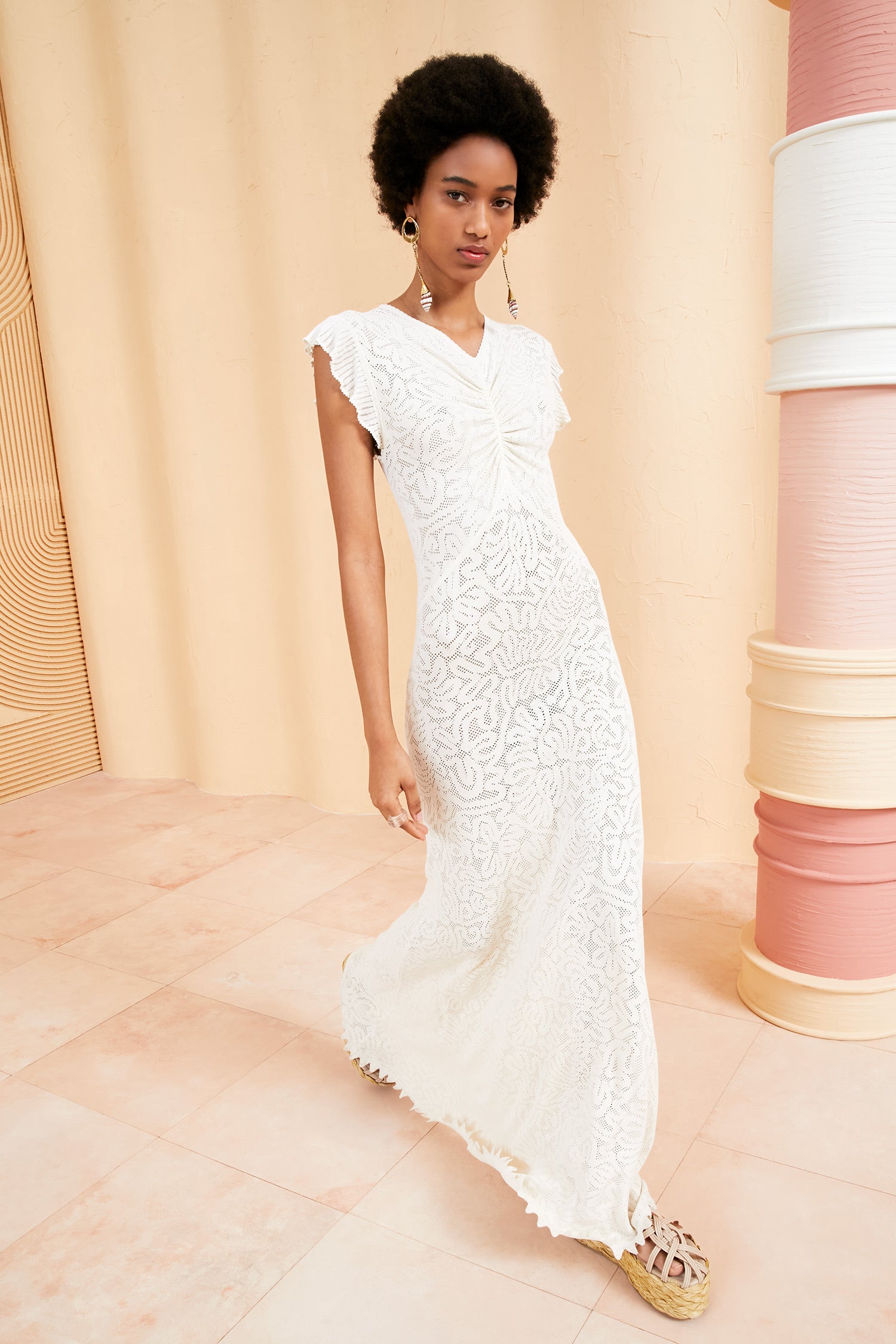 Milo Dress - Alabaster White Midi Knit Dress - Ulla Johnson